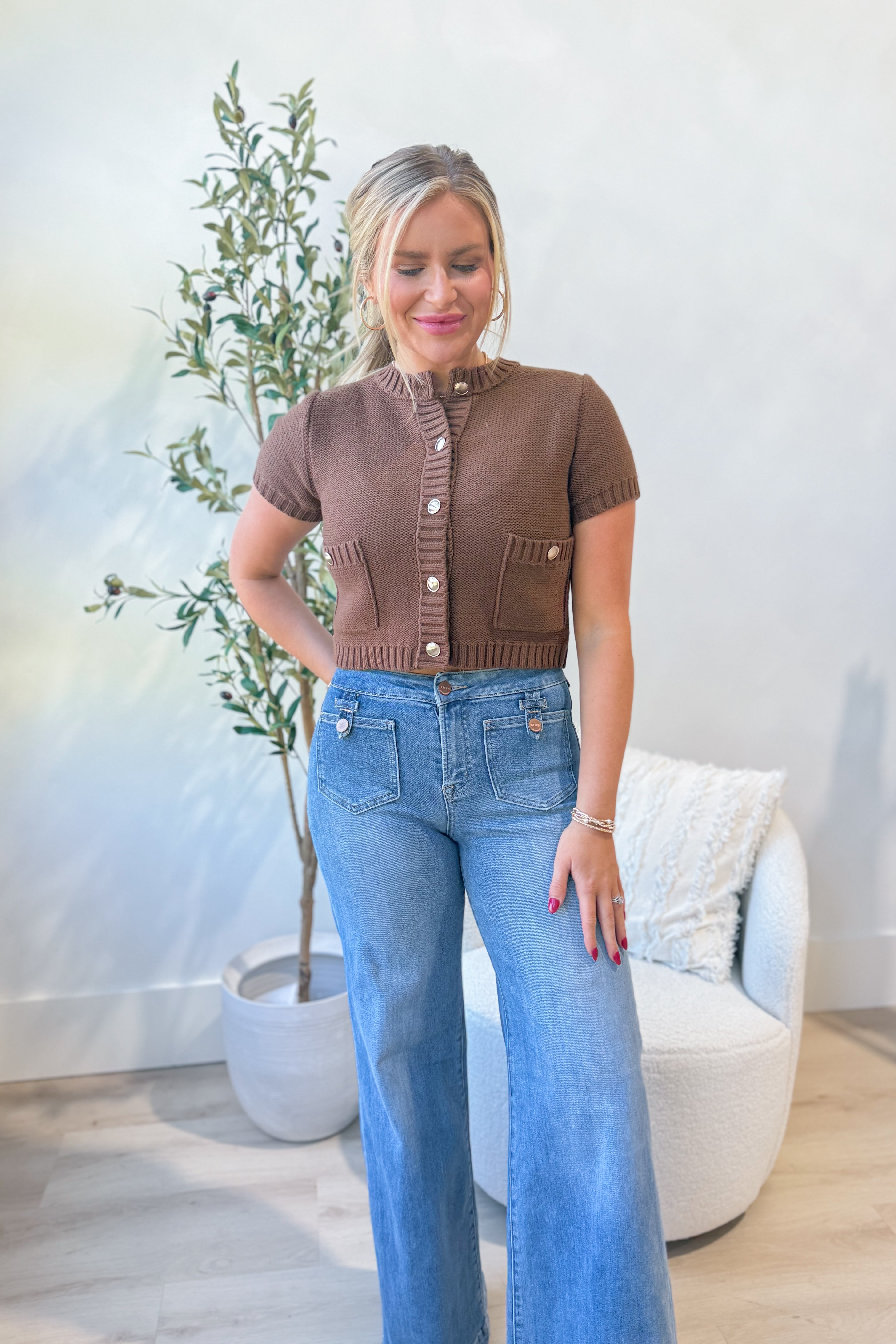 Penny Gold Button Down Cardigan - Be You Boutique