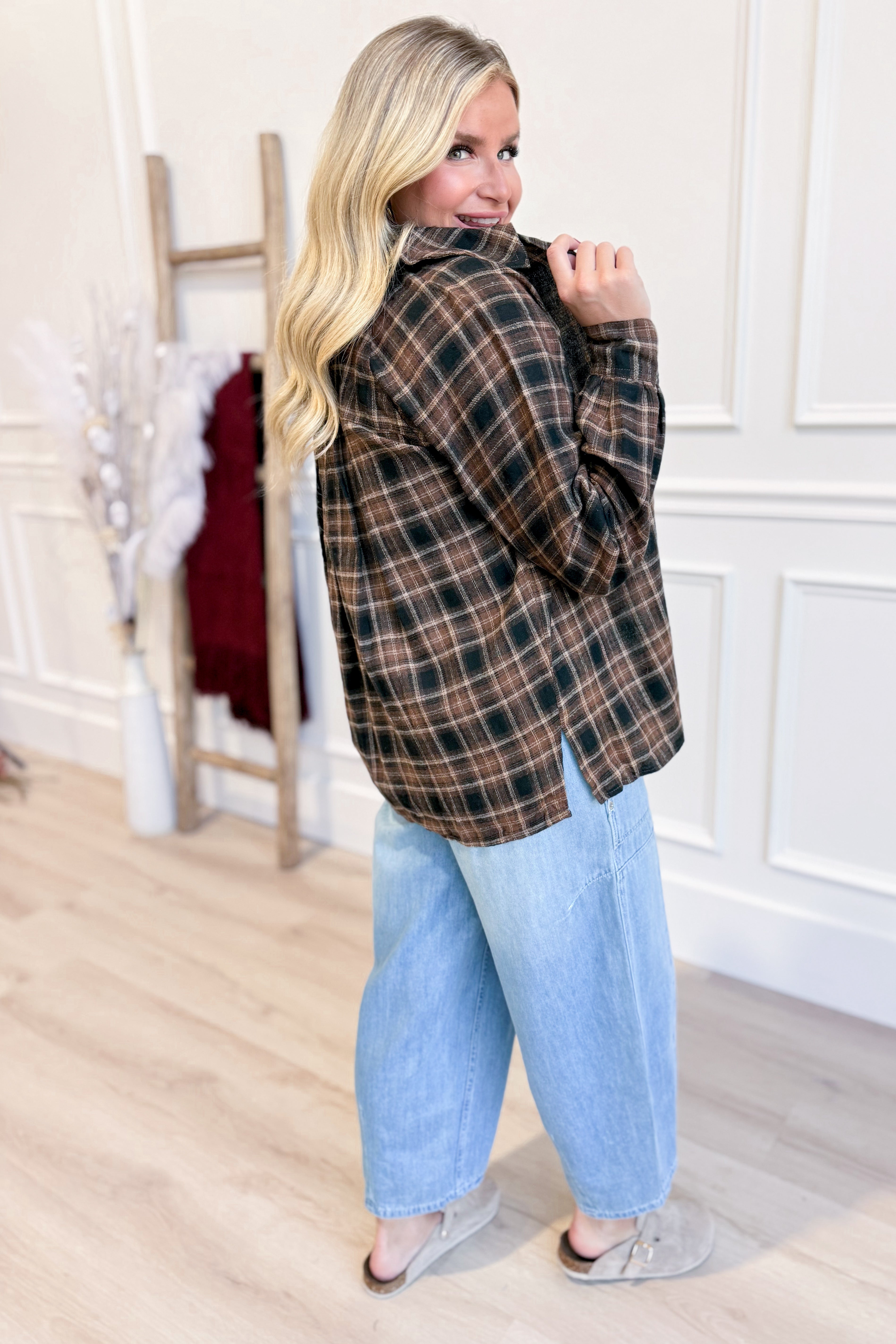 Cynthia Plaid Raglan Sleeve Flannel - Be You Boutique