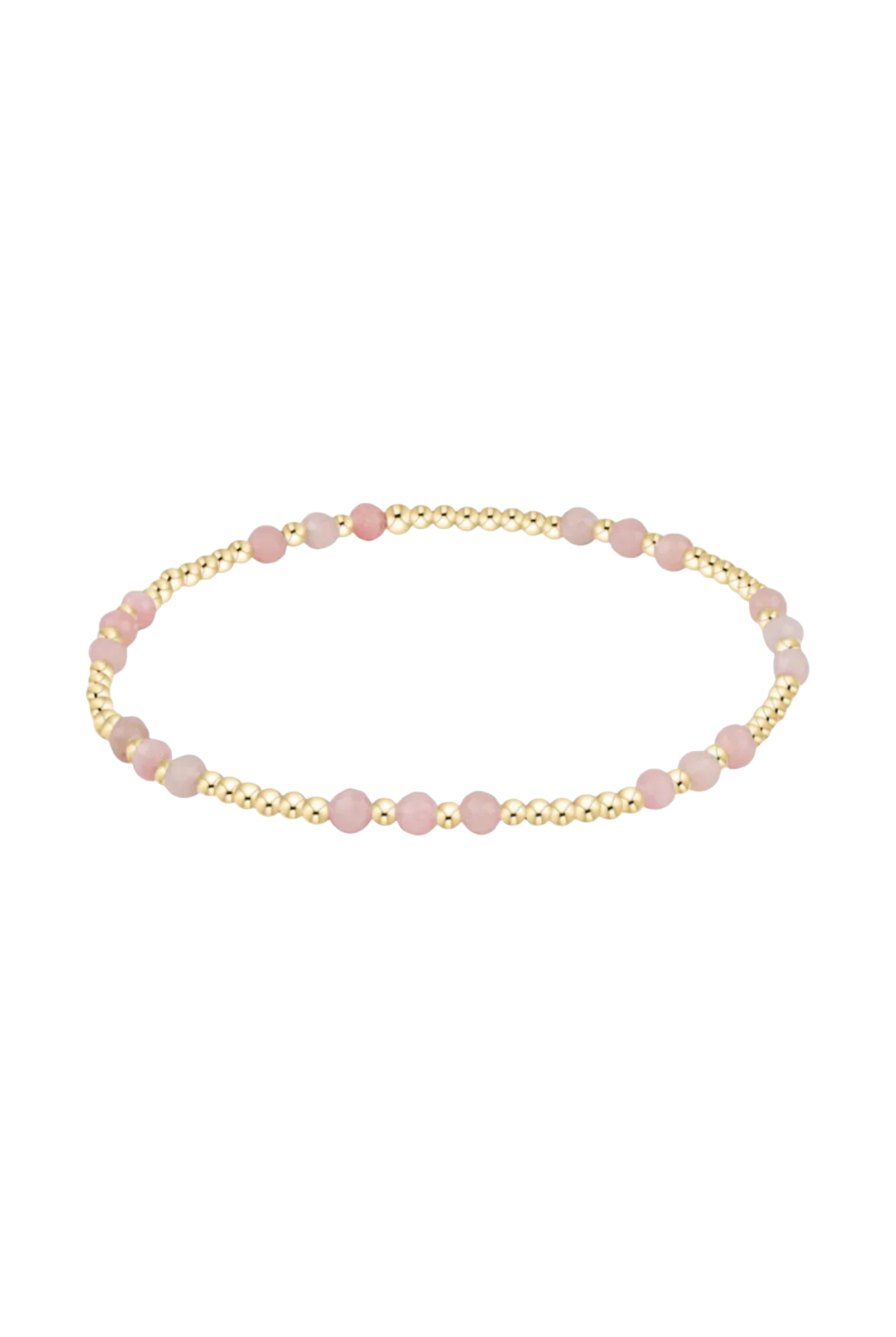 Enewton pink opal gold joy gem bracelet with delicate gold chain and pink opal beads, showcasing elegant jewelry design.
