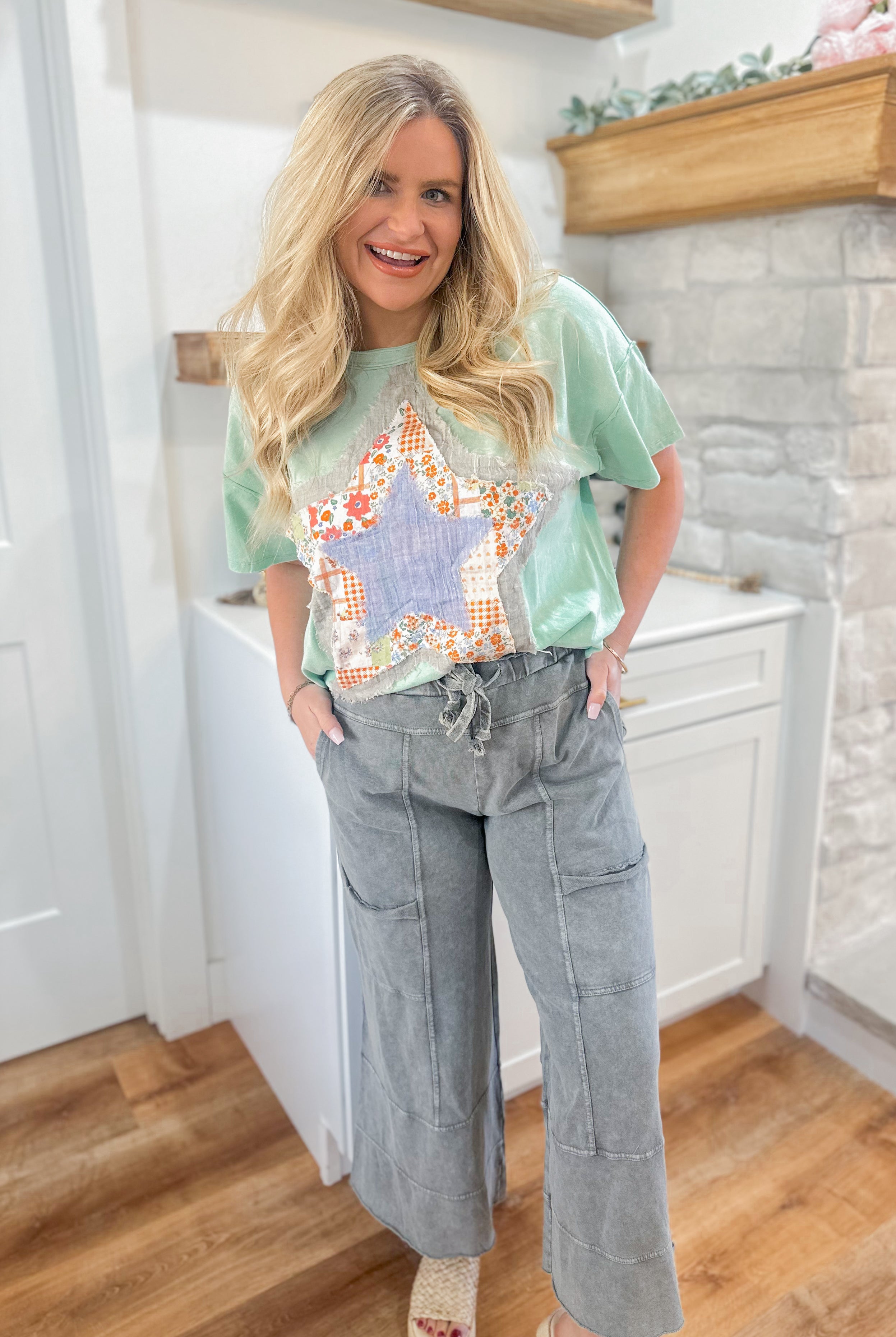 Bradley Mineral Washed Terry Knit Wide Leg Pants - Be You Boutique