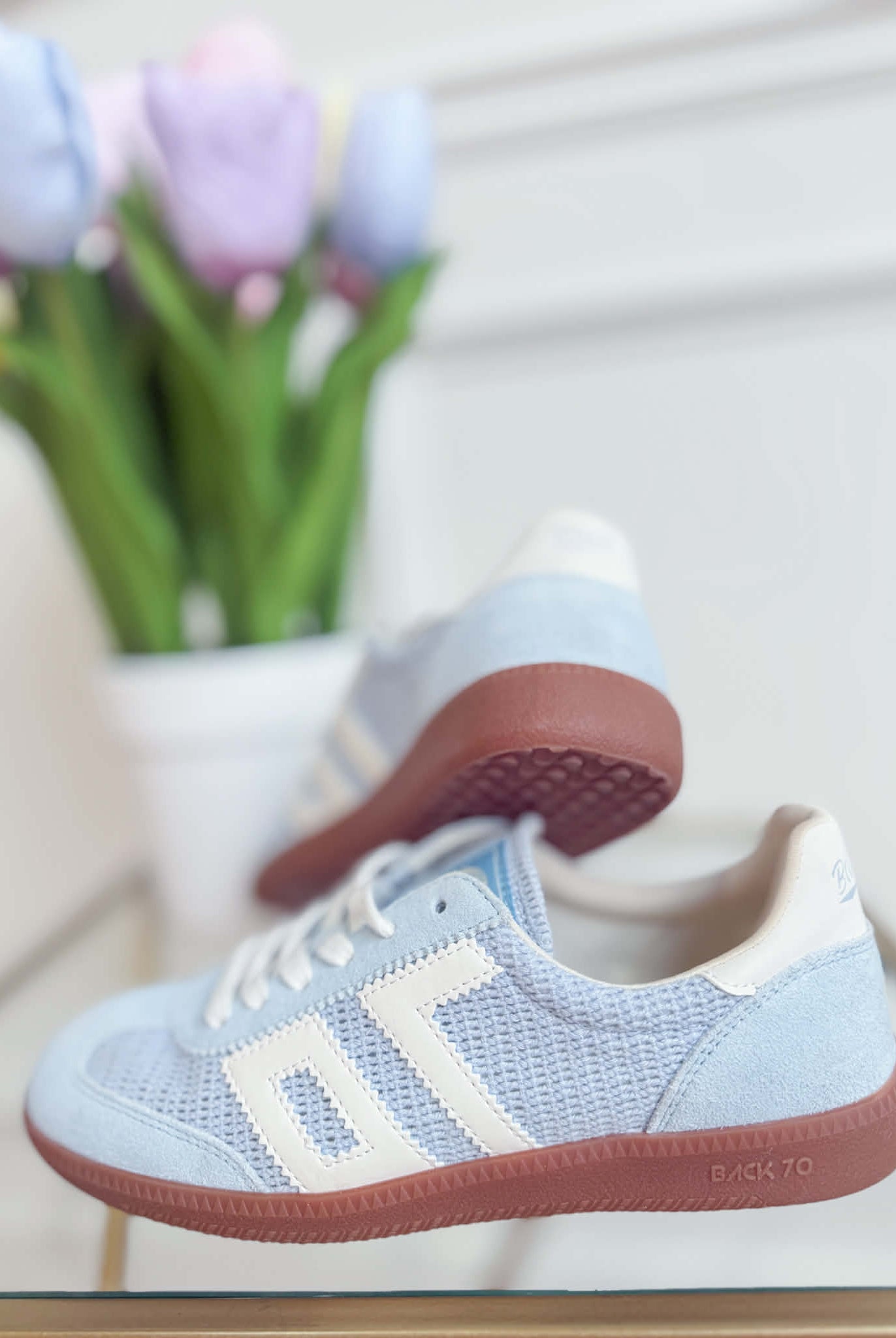 BACK 70 Ghost Sneakers in Sky Blue, 205 model, featuring a sleek design with white accents and breathable fabric.