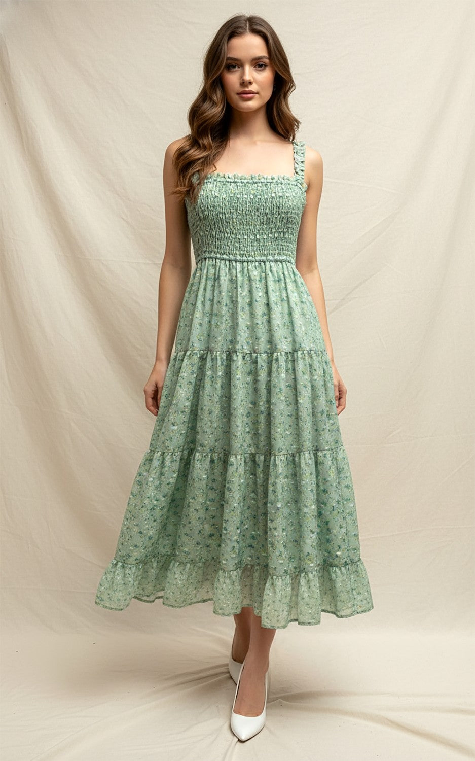 Kyle Floral Smocked Tiered Dress - Be You Boutique