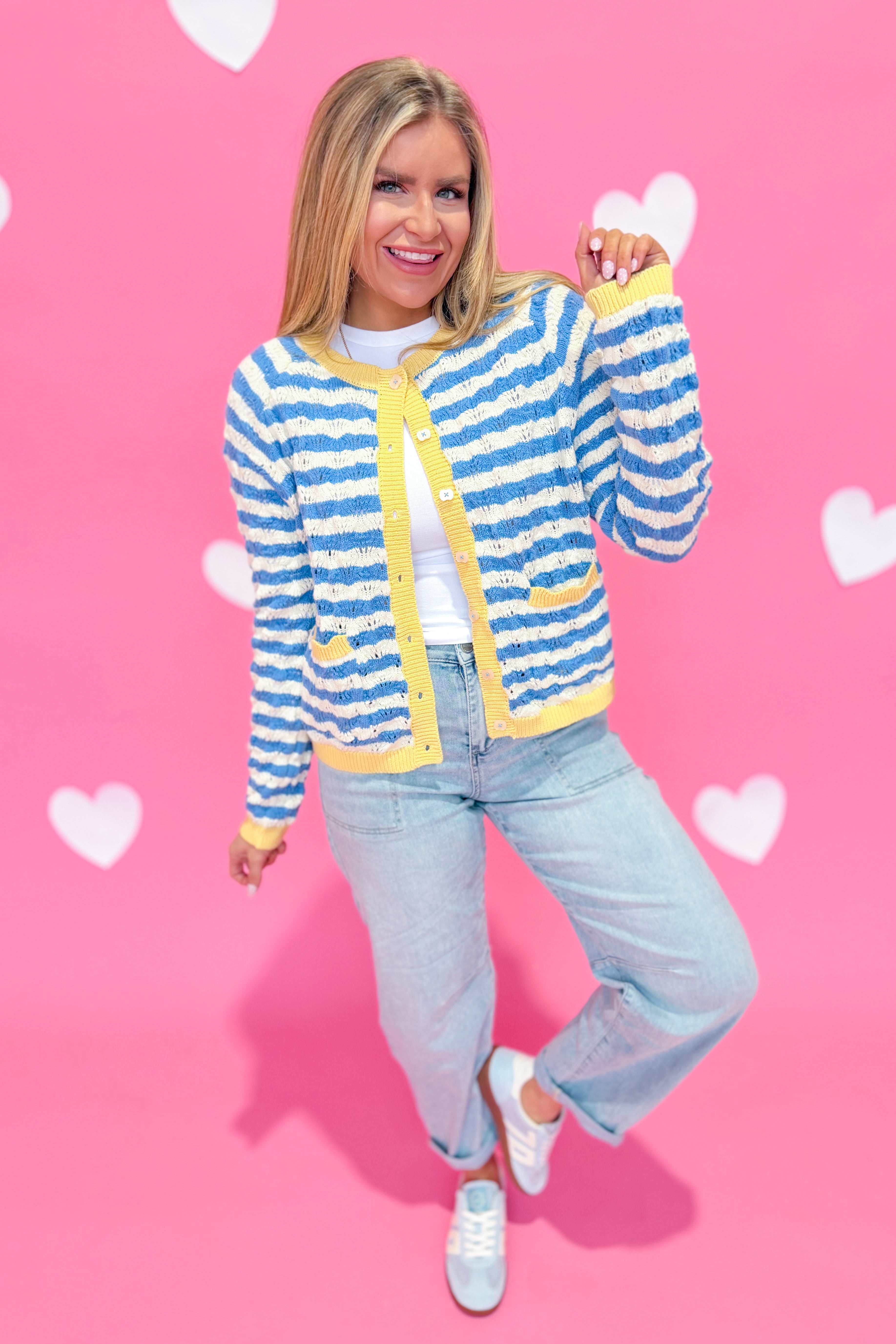 Sadie Striped Button Down Cardigan - Be You Boutique