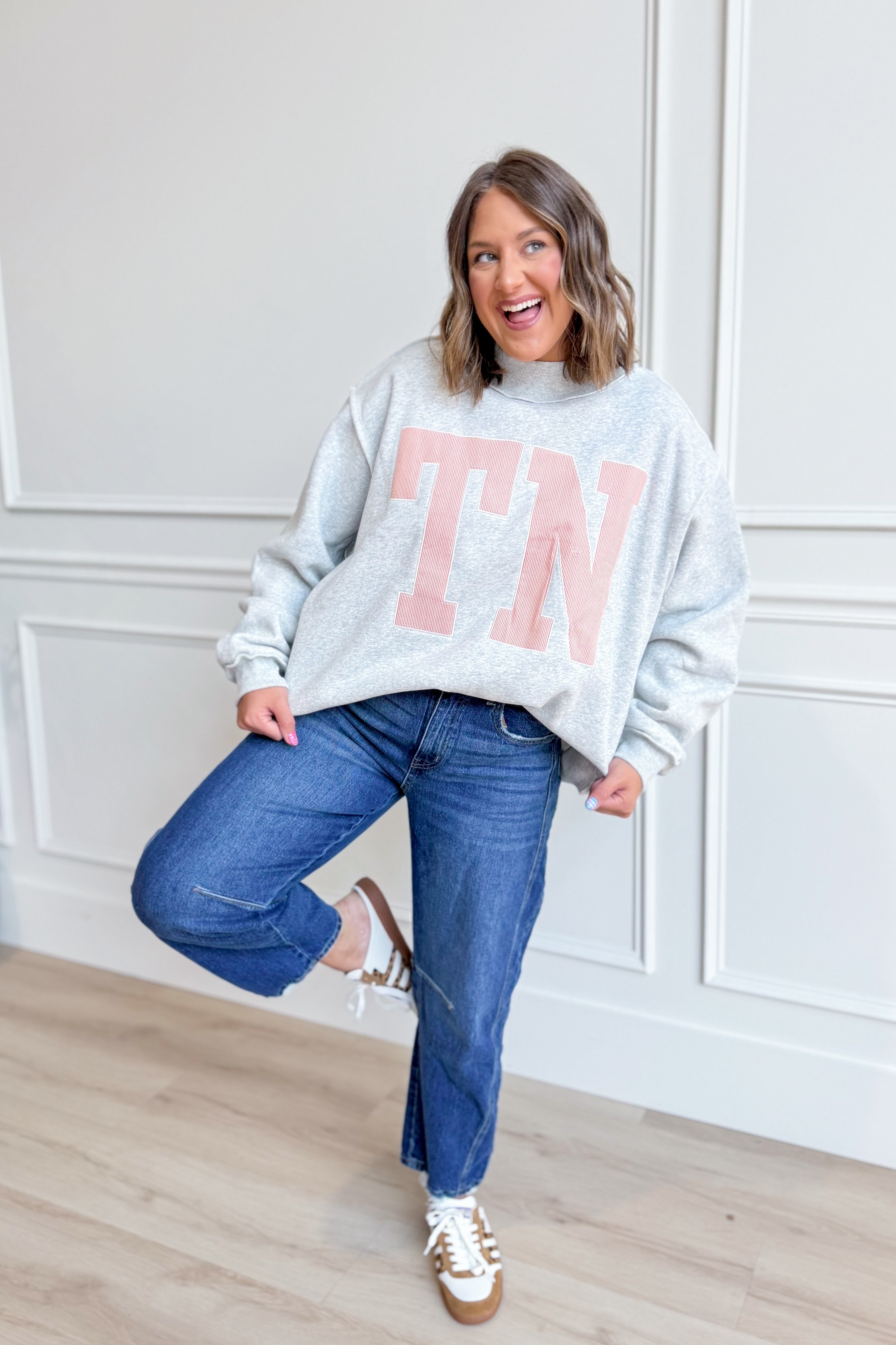 Bucket List TN Mock Embroidered Sweatshirt, 137 Graphic Sweatshirts in gray with embroidered logo and graphic design.