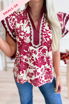Samme Floral Scalloped Trim Top - Be You Boutique