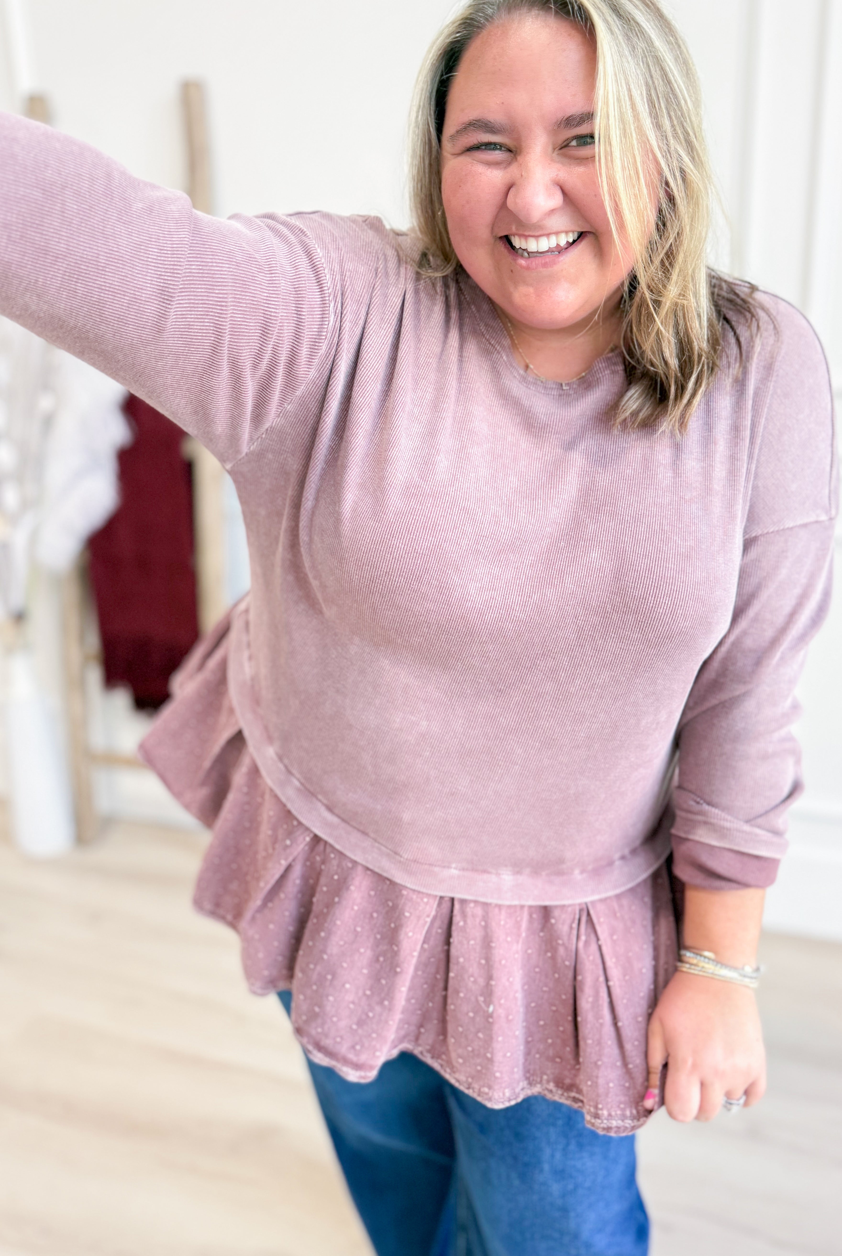 Betsy Rib Twill Ruffle Bottom Washed Tunic - Be You Boutique