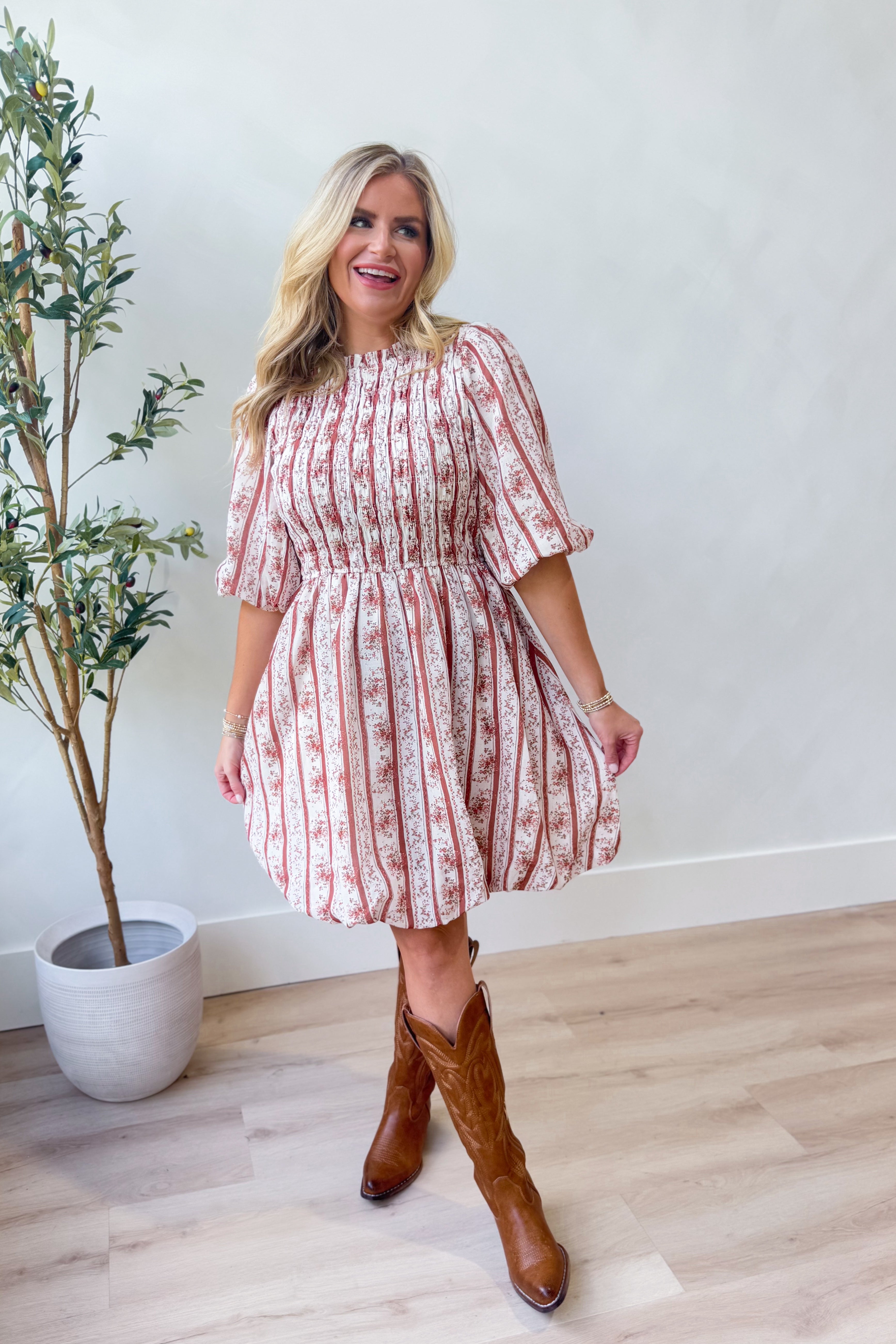 Rhonda Floral Ruffle Trim Dress - Be You Boutique