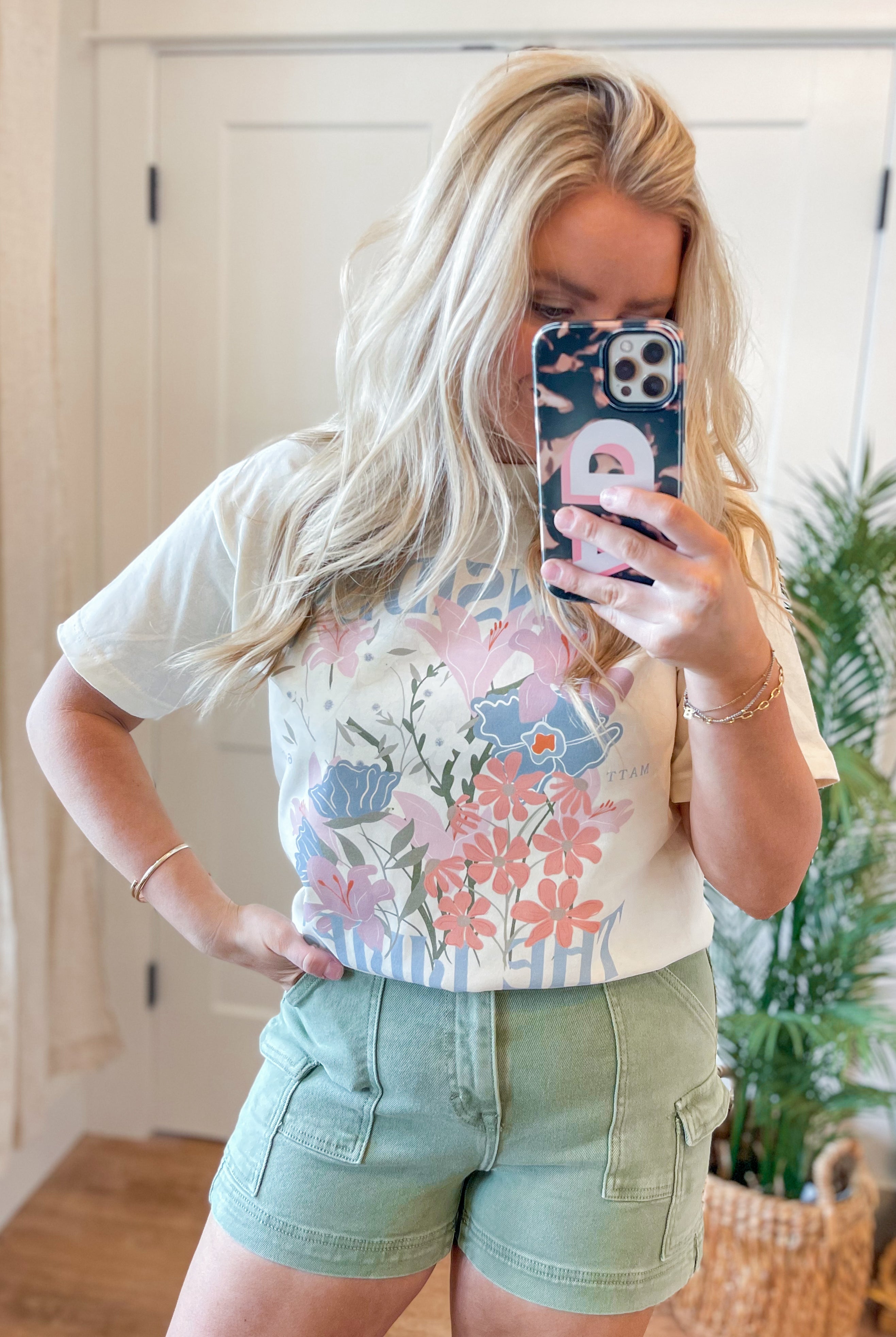 Consider The Lillies Round Neck Short Sleeve Graphic Tee - Be You Boutique