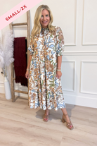 Connie Printed Contrasted Piping Midi Dress - Be You Boutique