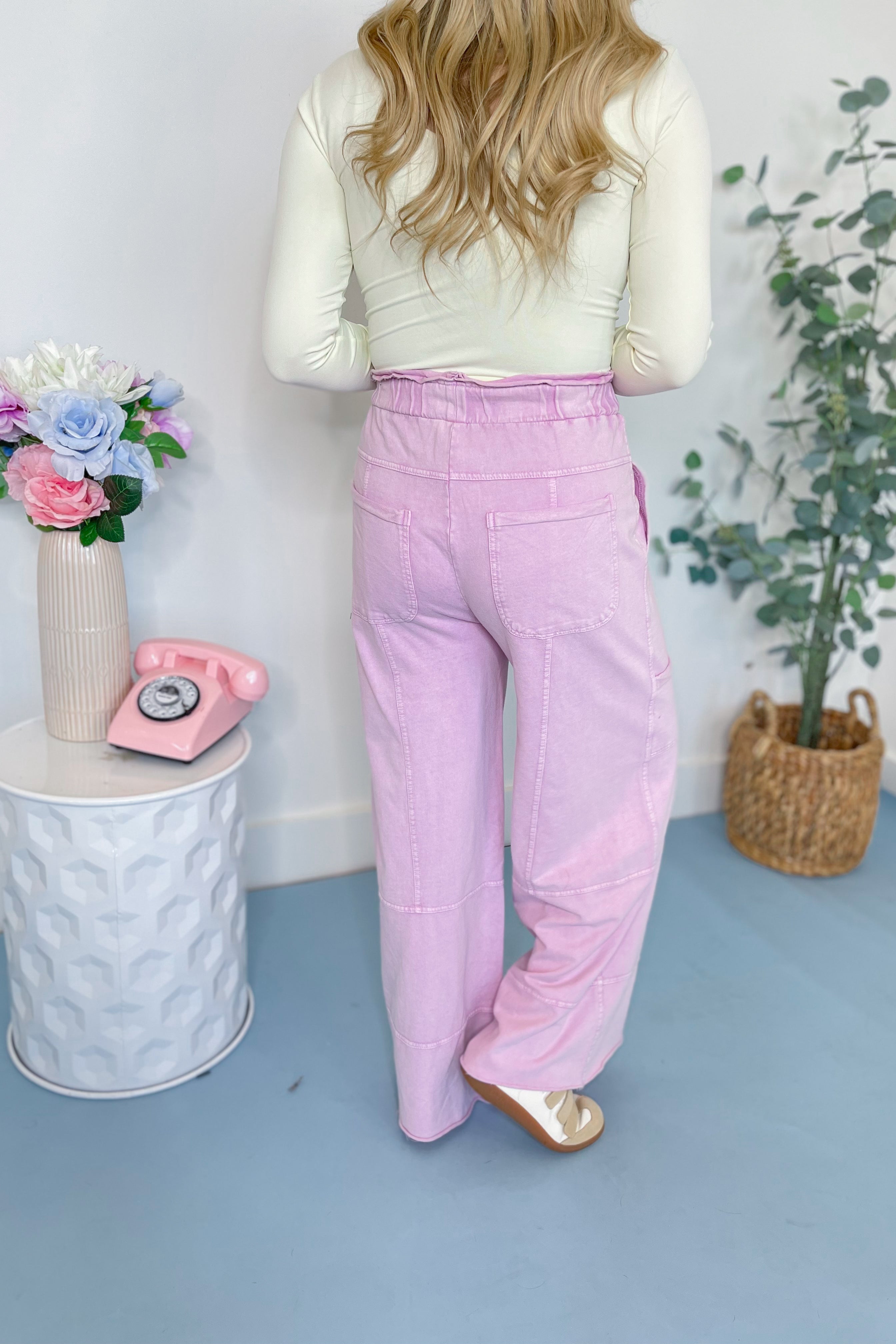 Carrender Mineral Washed Denim Terry Knit Cargo Pants - Be You Boutique