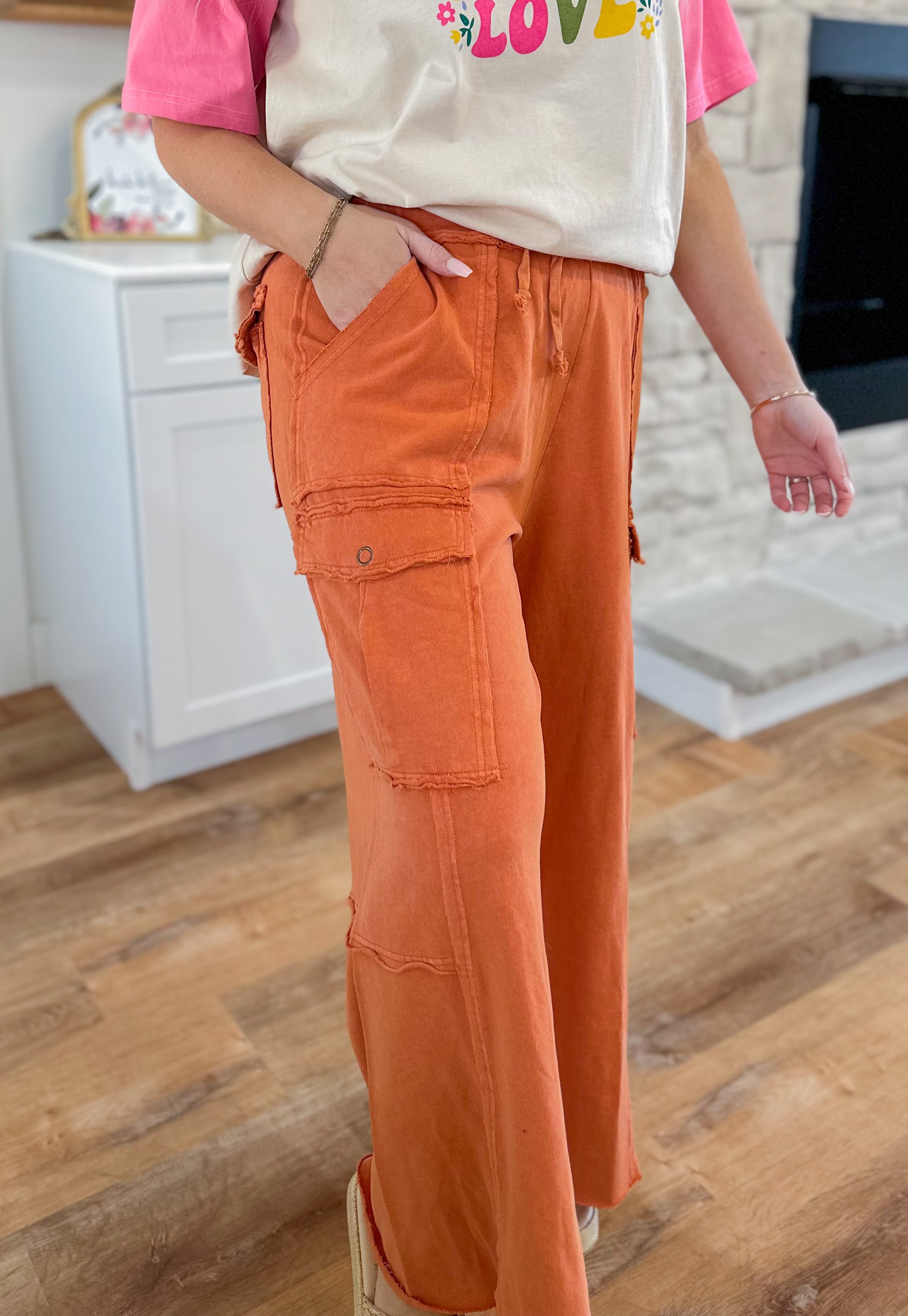 Mateo Mineral Washed Wide Leg Cargo Pants - Be You Boutique