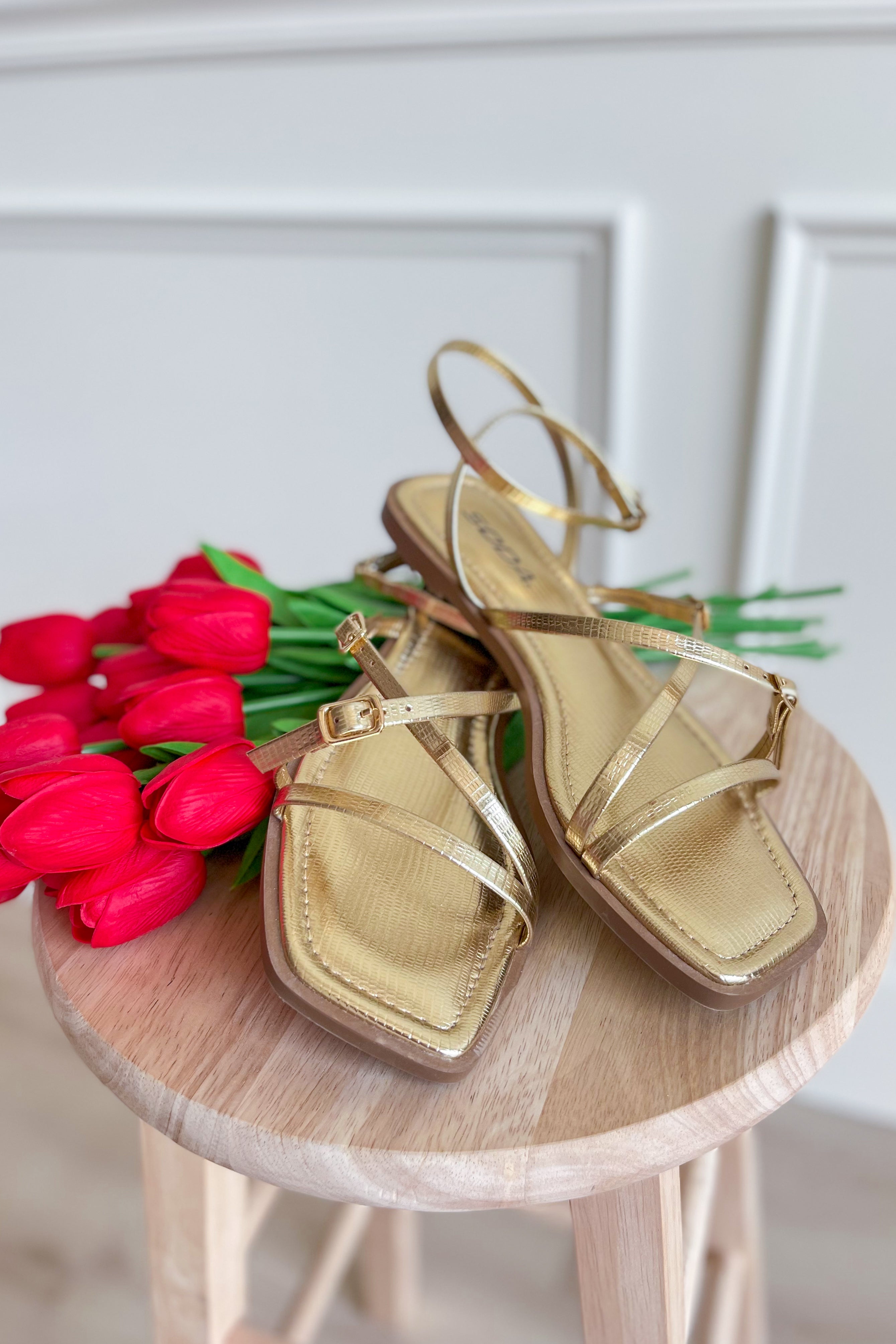 Blissful Gold Strappy Sandal - Be You Boutique