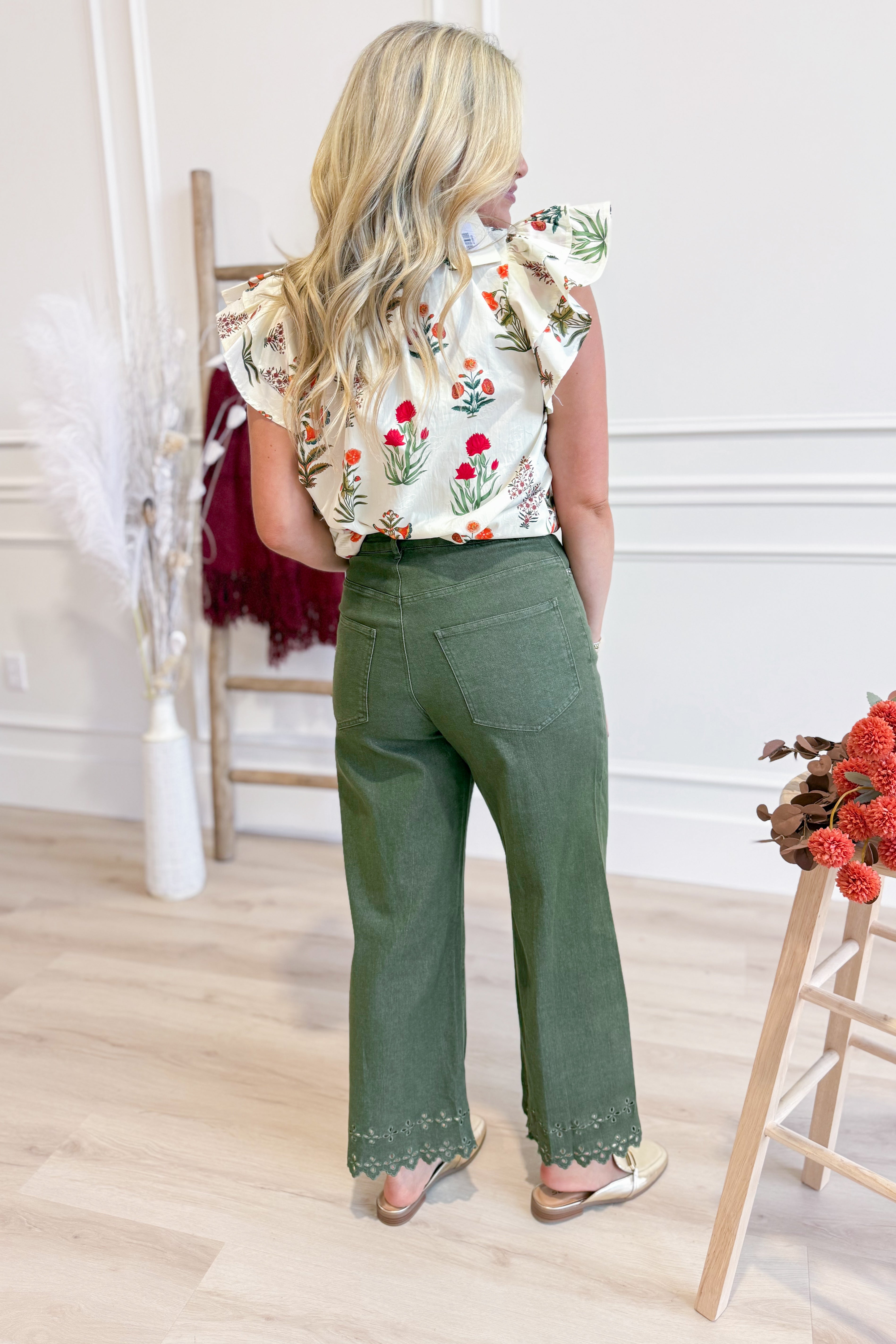 Hayley Floral Split Neck Top - Be You Boutique