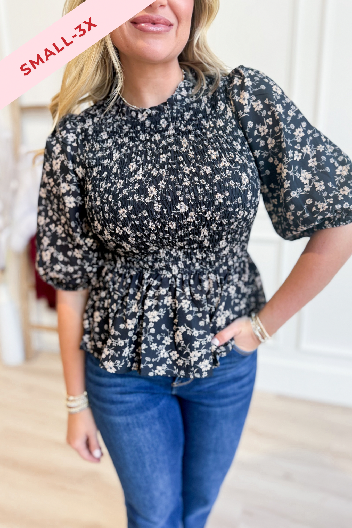 Bethany Bubble Sleeve Top - Be You Boutique