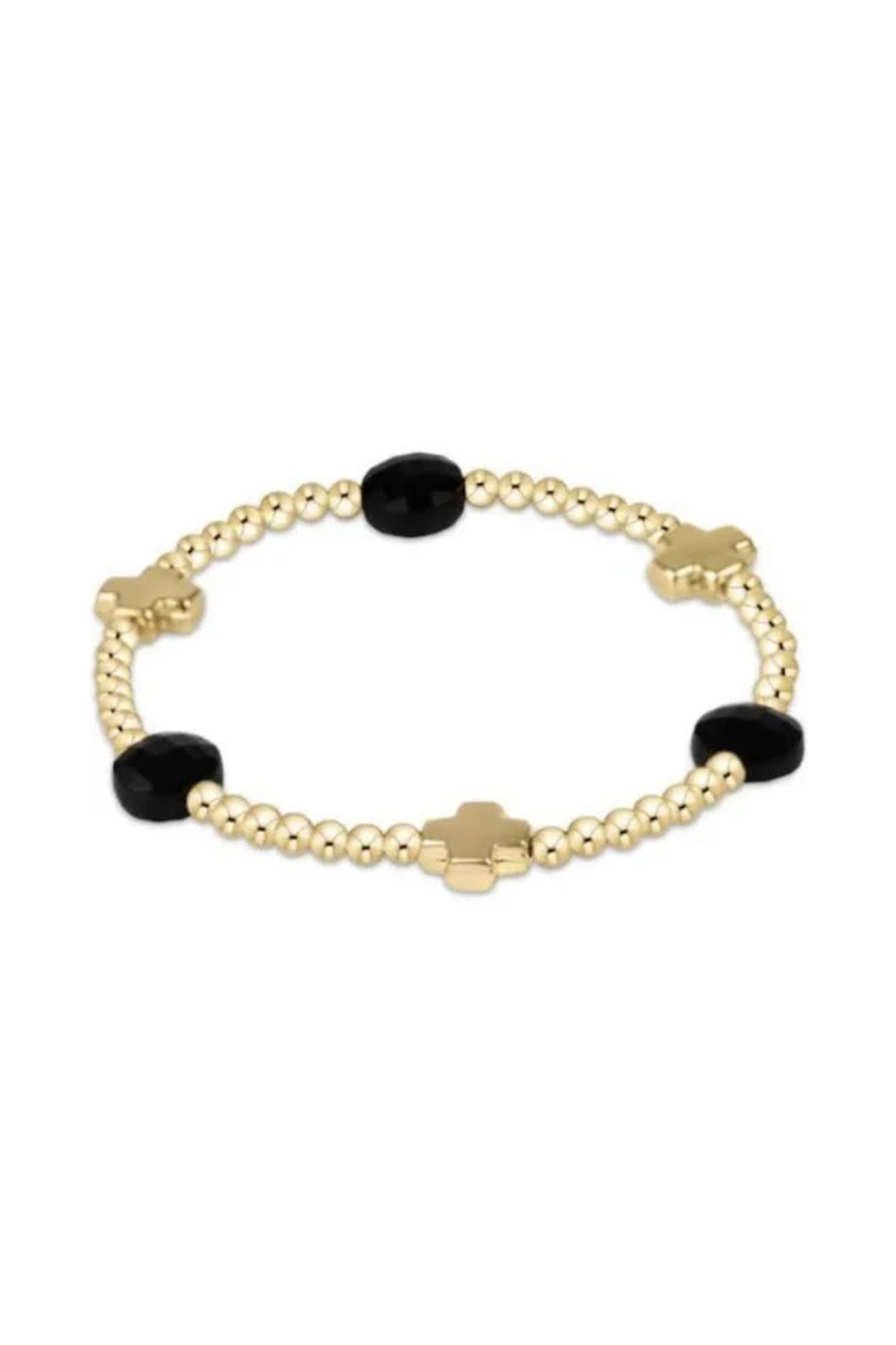 Enewton Faceted Onyx Signature Cross Admire Gold Pattern 3mm Bracelet - Be You Boutique