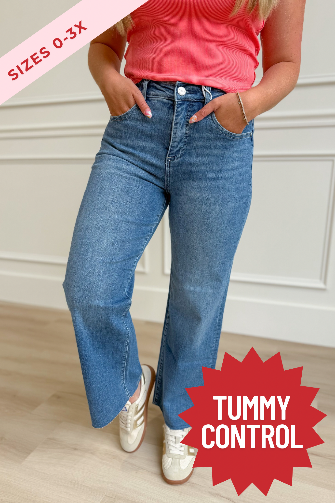 Risen Stevie High Rise Crop Wide Leg Tummy Control Pants - Be You Boutique