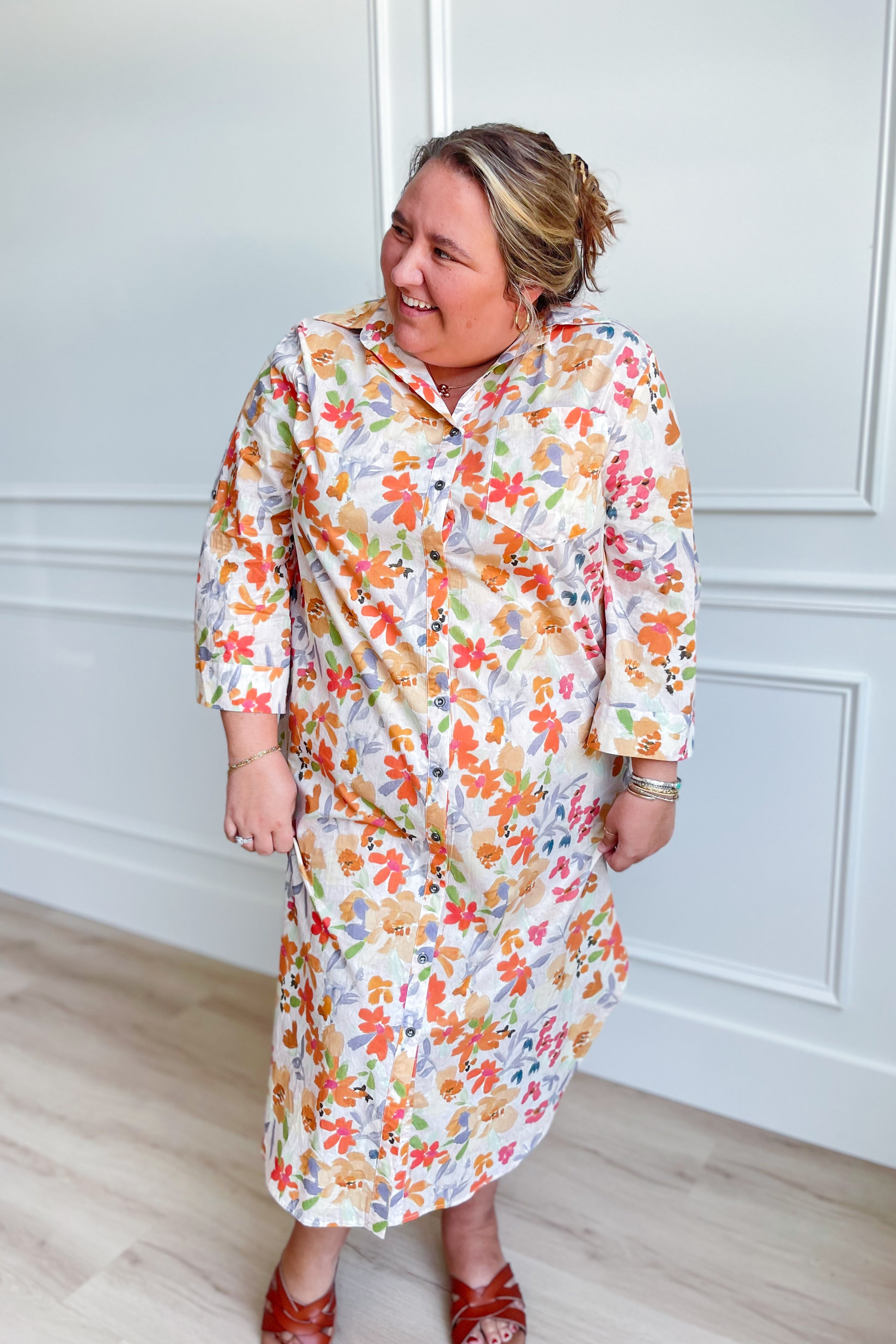 Lisa Multi Floral Button Down Dress - Be You Boutique