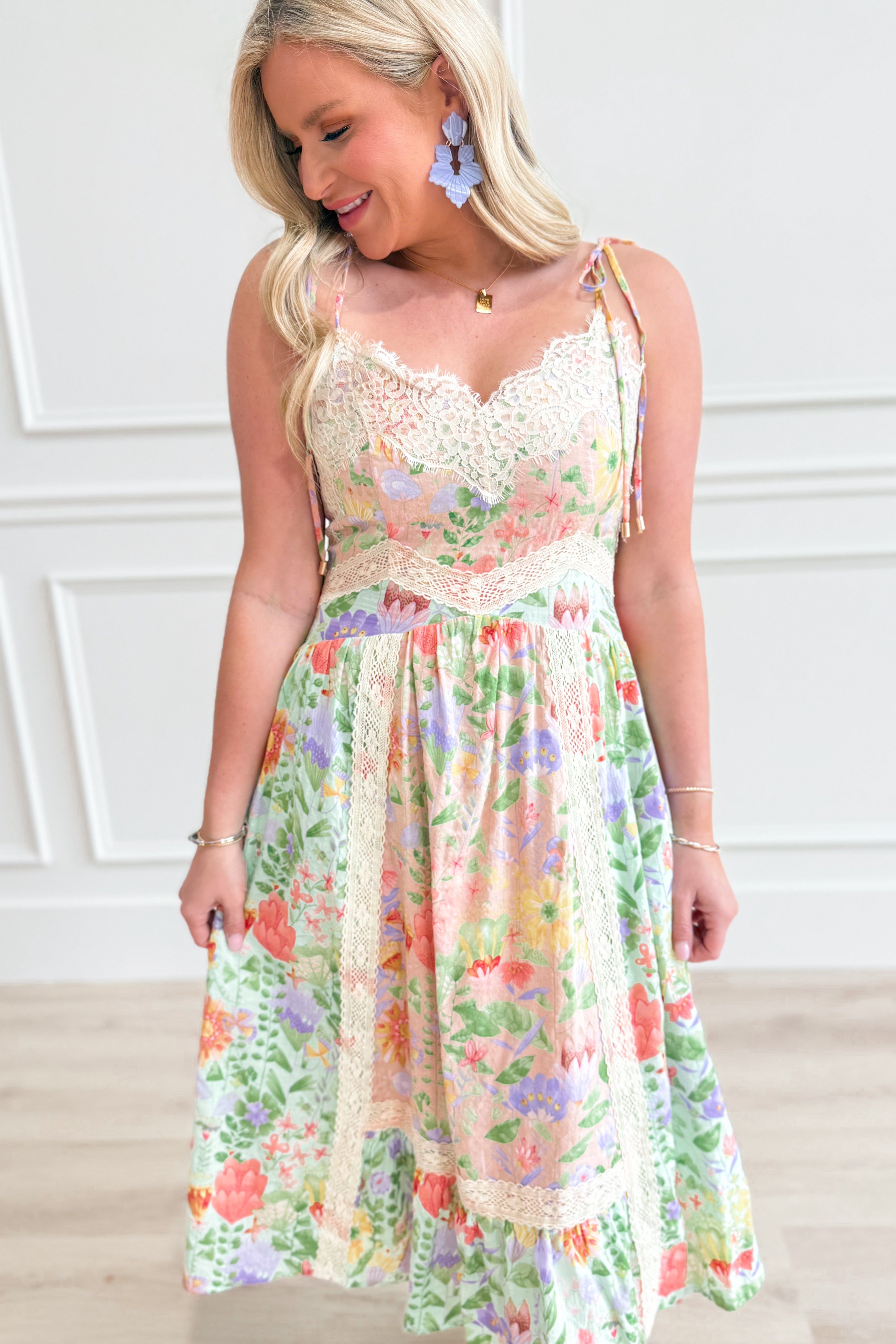 Gretta Garden Floral Midi Dress - Be You Boutique