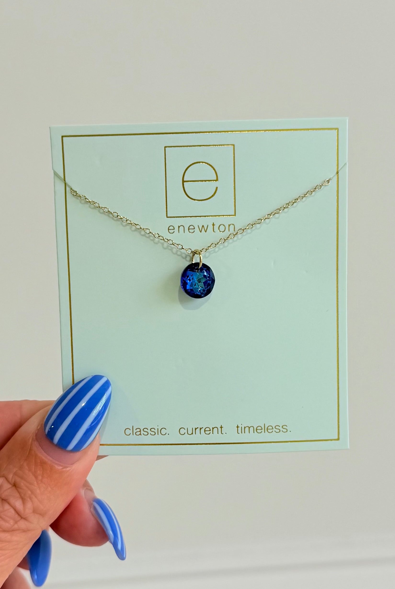Enewton 16-inch classic birthstone necklace with a sparkling gemstone pendant, elegant jewelry for special occasions.
