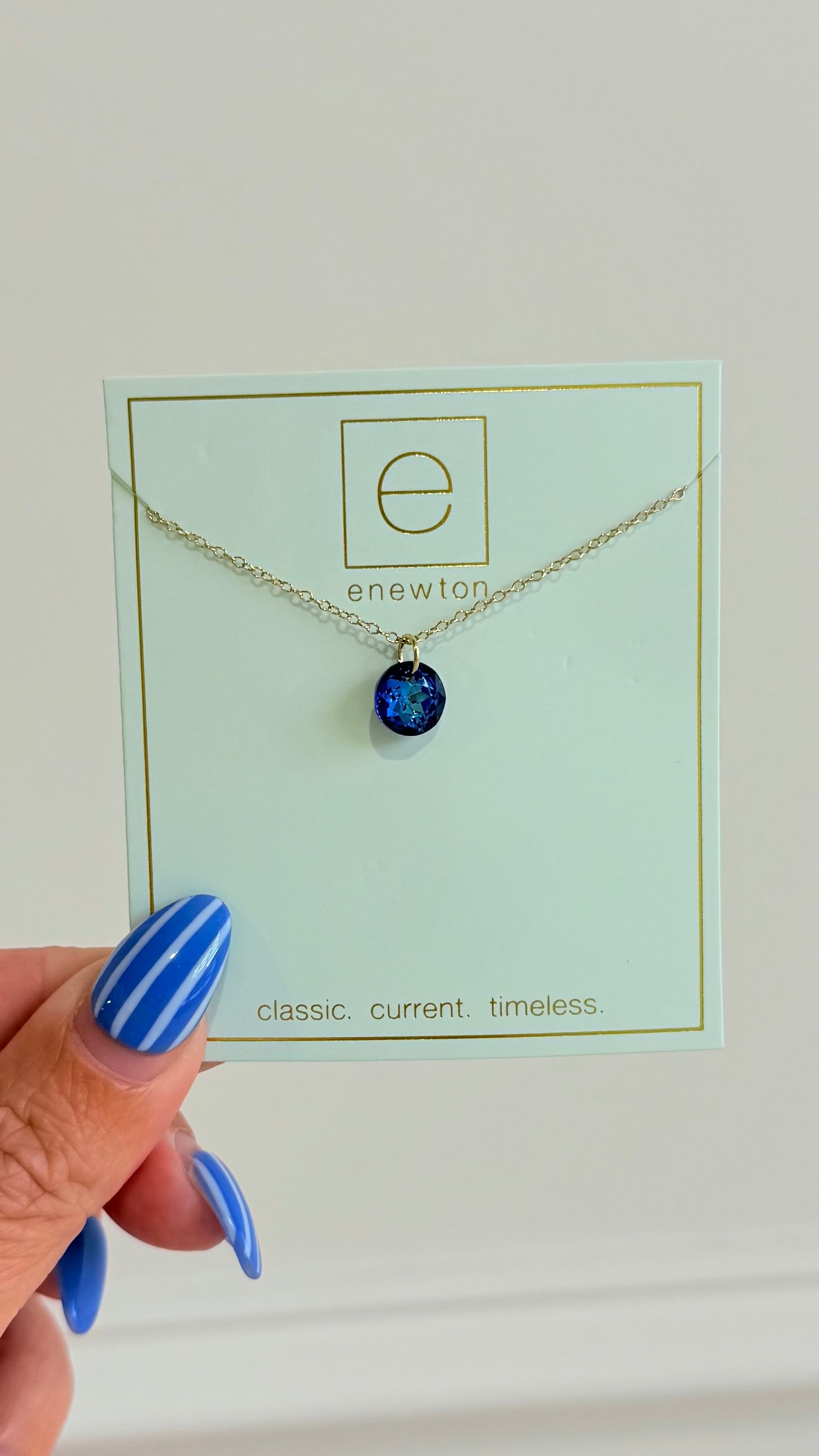 Enewton 16-inch classic birthstone necklace with a sparkling gemstone pendant, elegant jewelry for special occasions.
