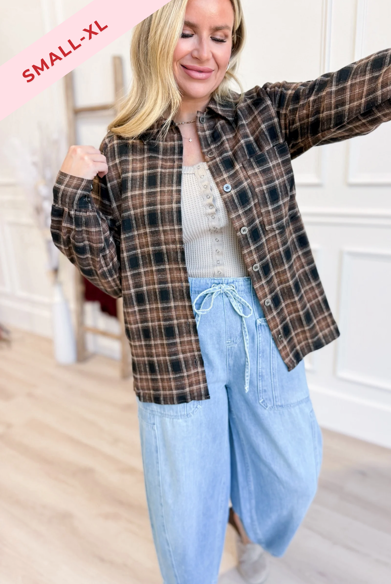 Cynthia Plaid Raglan Sleeve Flannel - Be You Boutique