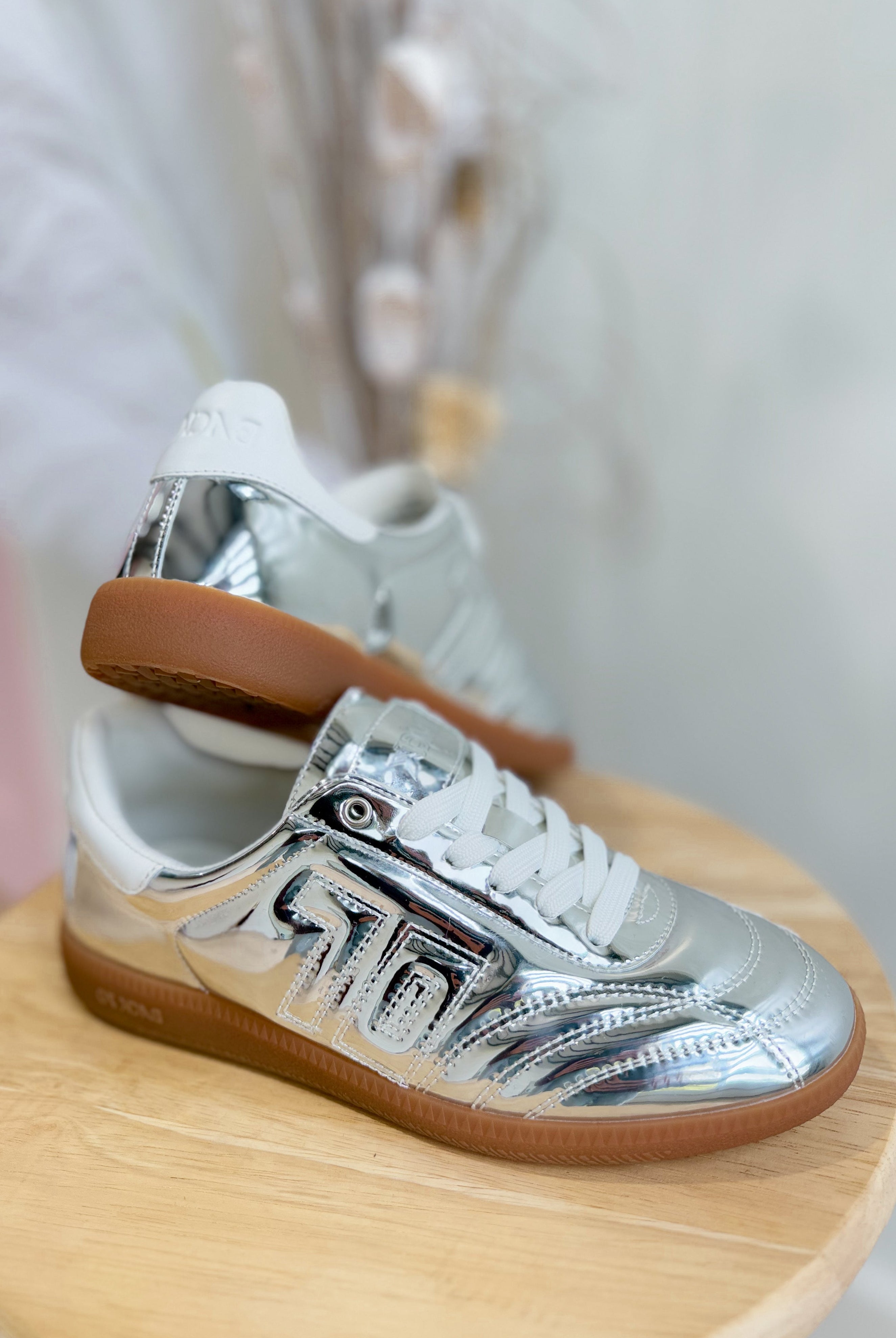 BACK70 Fluffy Sneakers in Silver - Be You Boutique