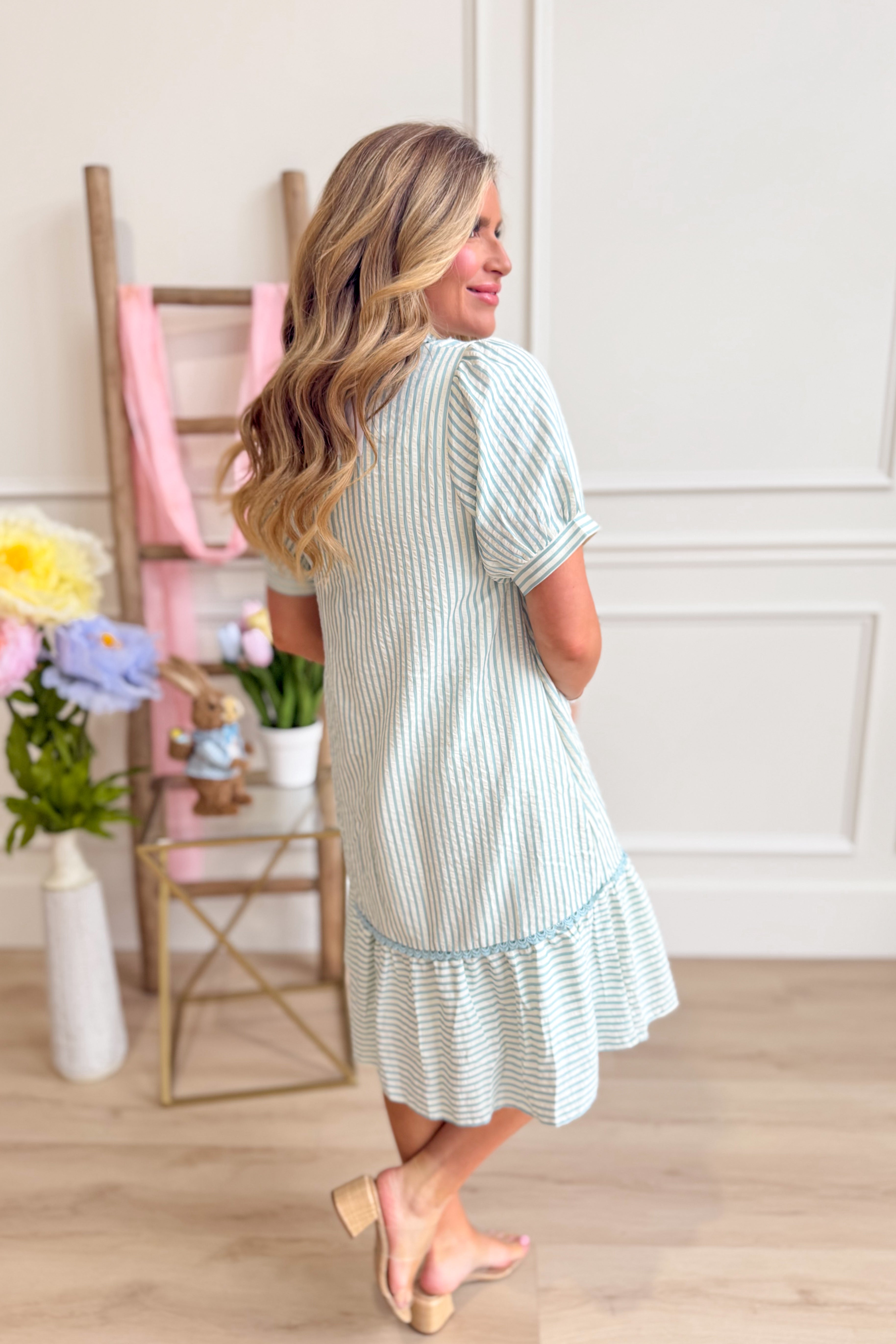 Bunny Striped Contrasted Trim Dress - Be You Boutique