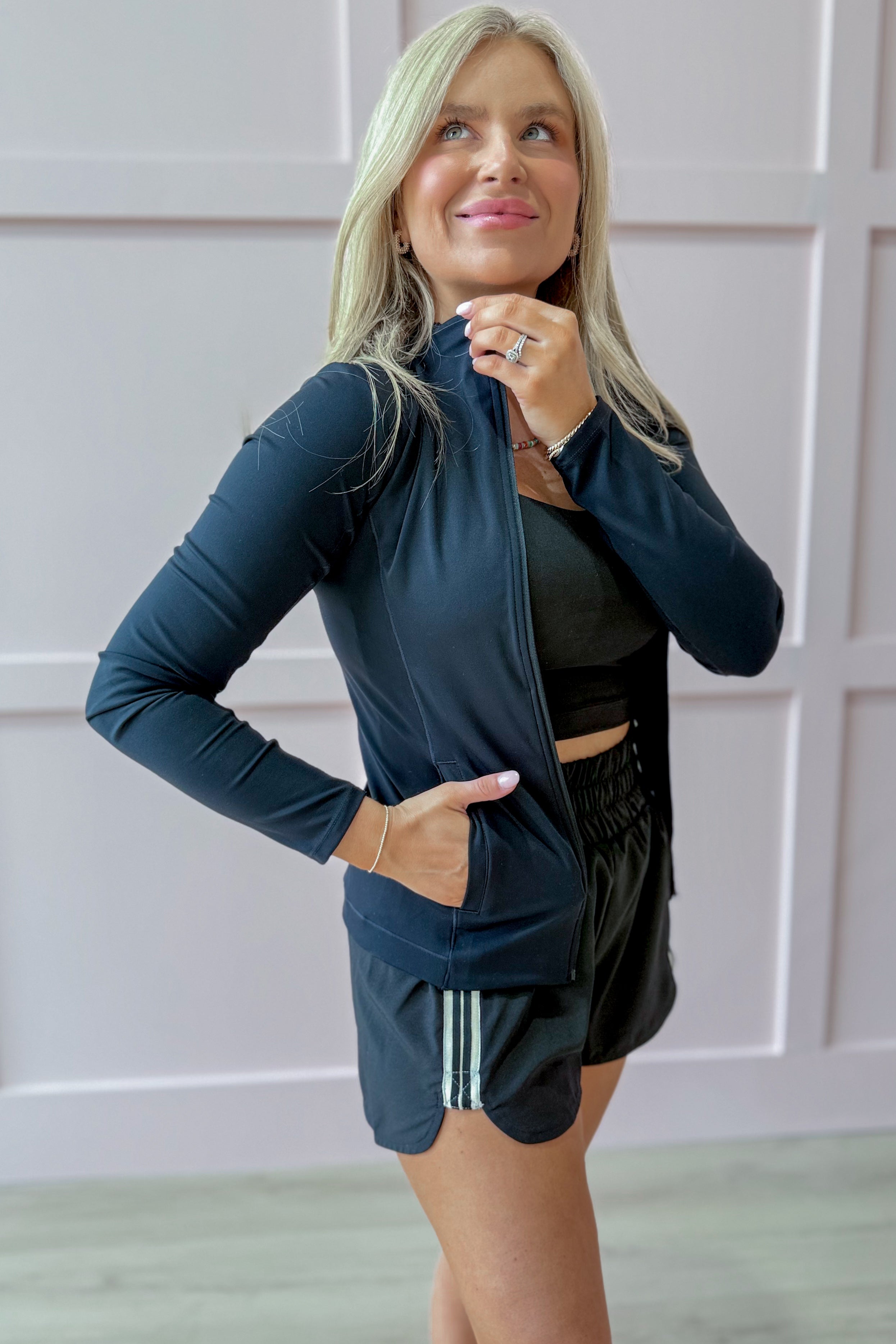 Lanie Soft Fitted Athletic Zip Up Jacket - Be You Boutique