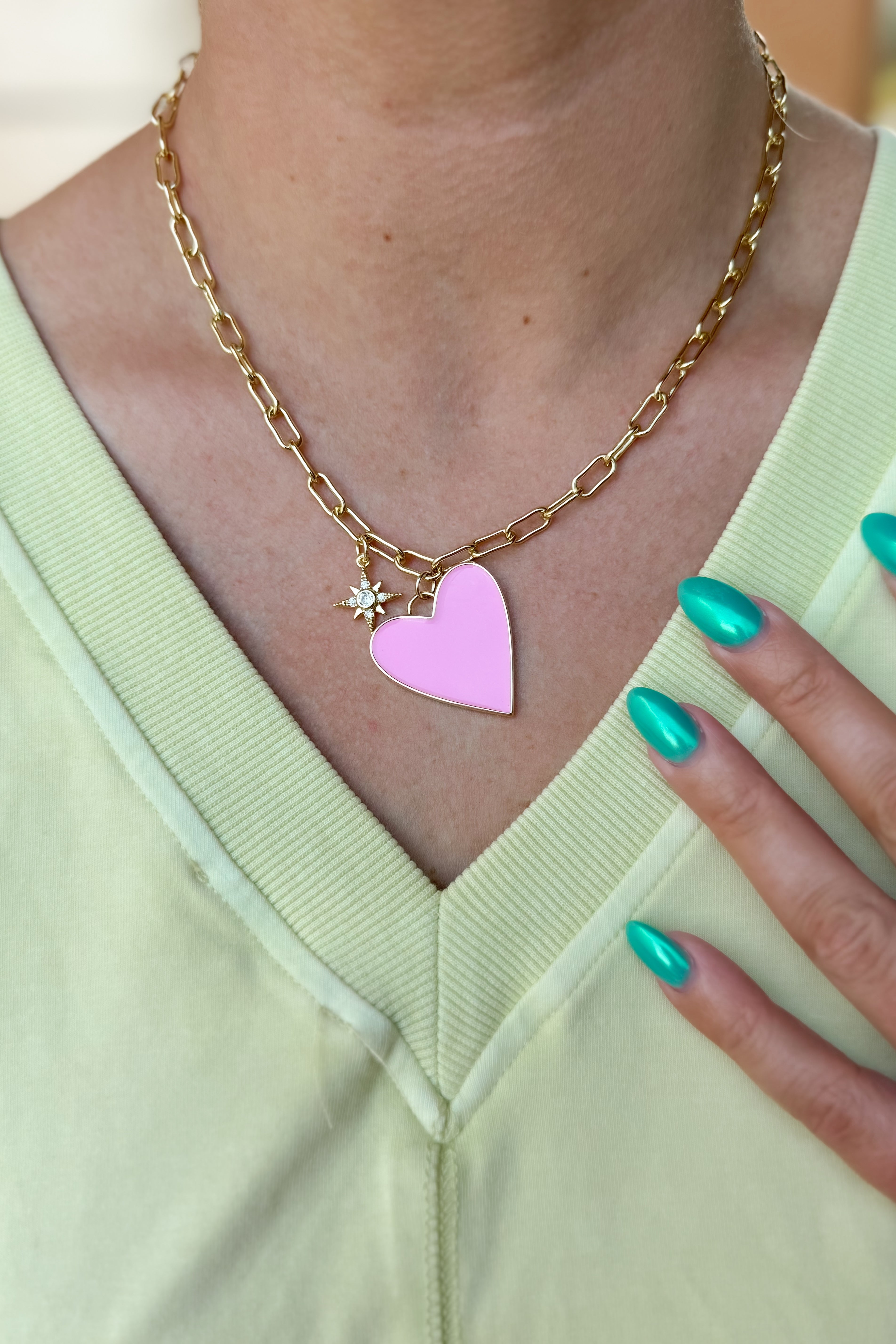 Treasure Jewels Enamel Heart and Star Necklace - Be You Boutique