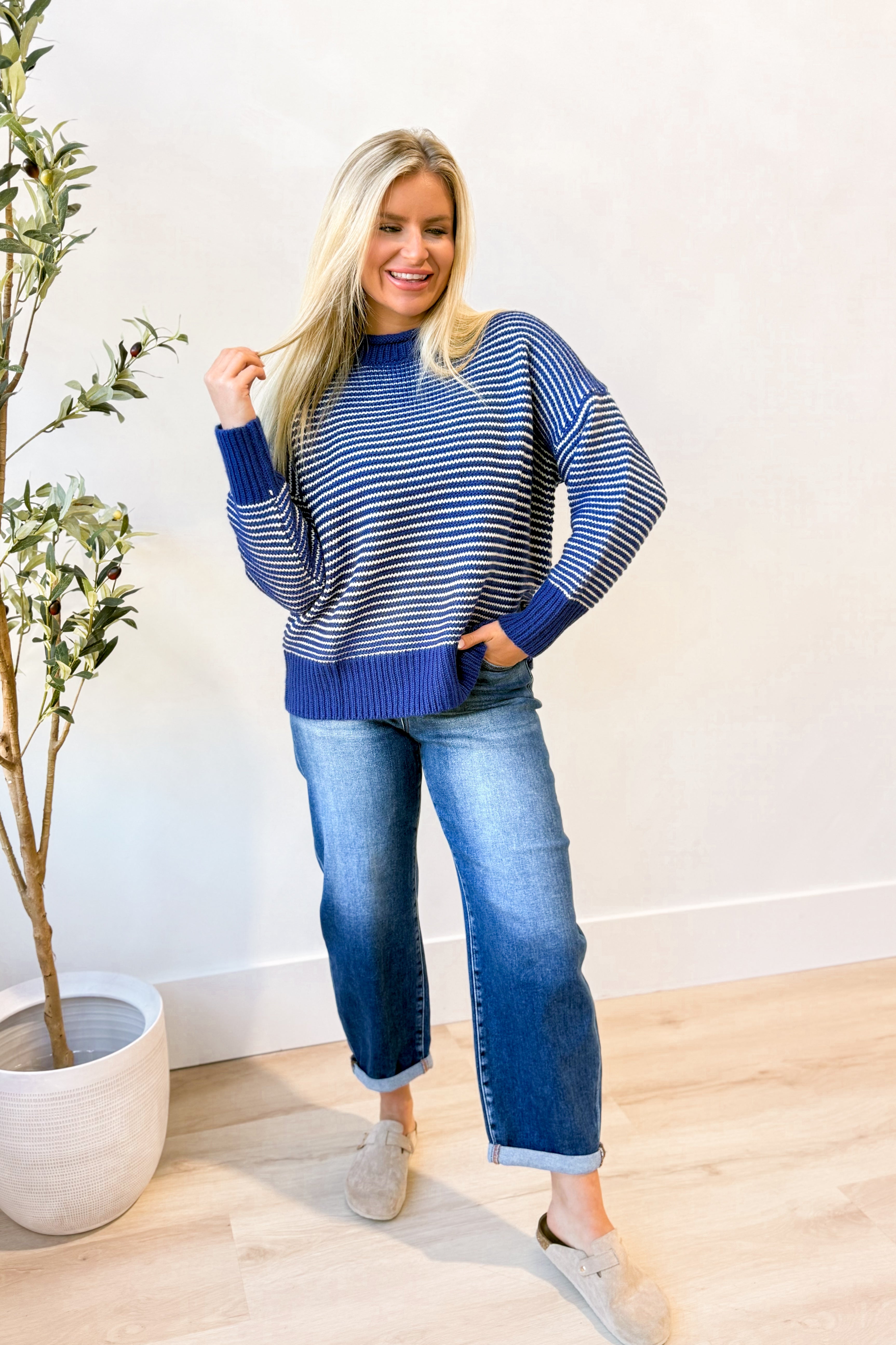 Mia Striped Sweater Top - Be You Boutique