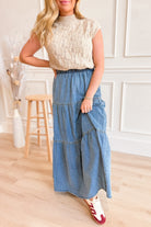 Rebecca Tiered Denim Long Skirt - Be You Boutique