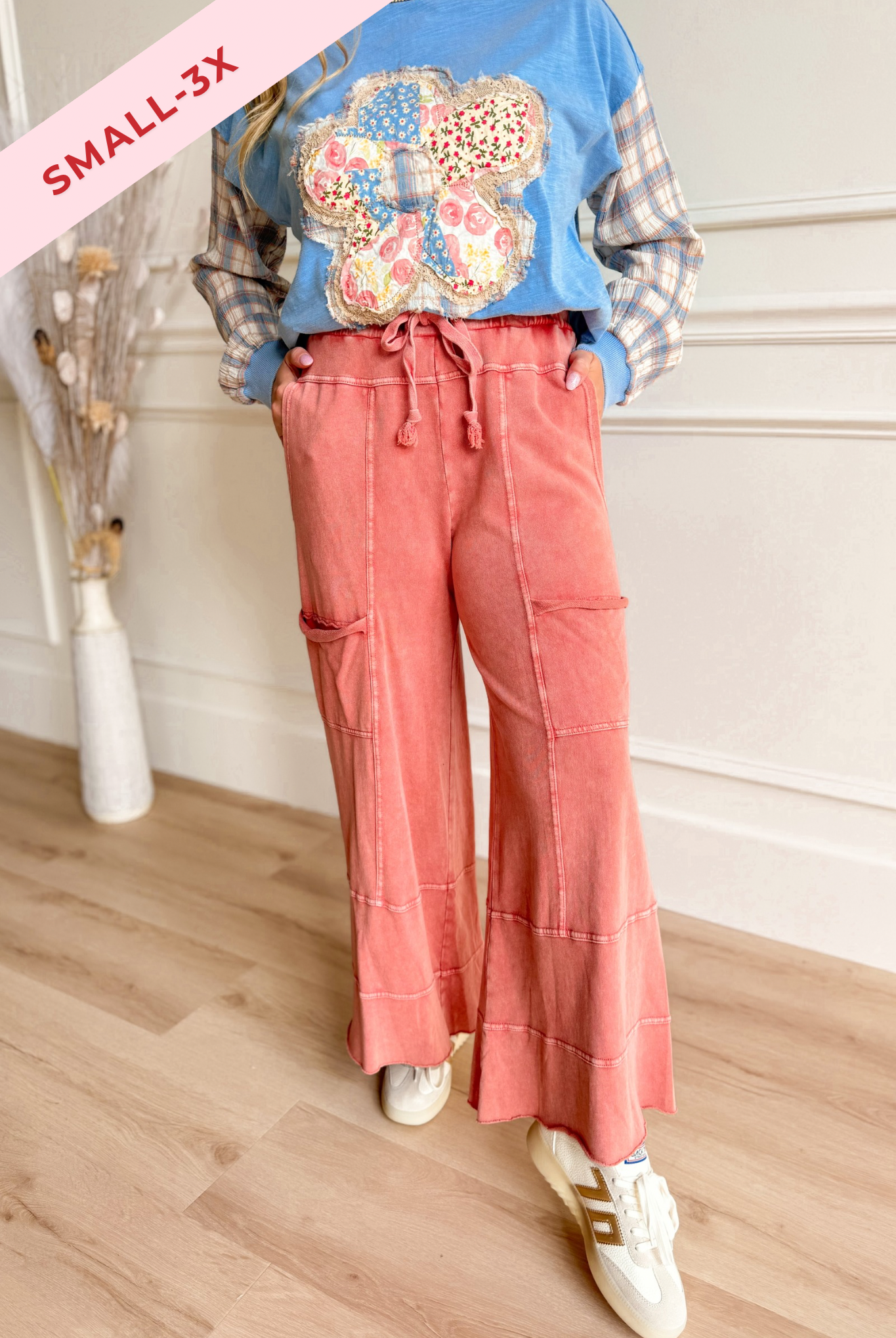 Bradley Mineral Washed Terry Knit Wide Leg Pants - Be You Boutique