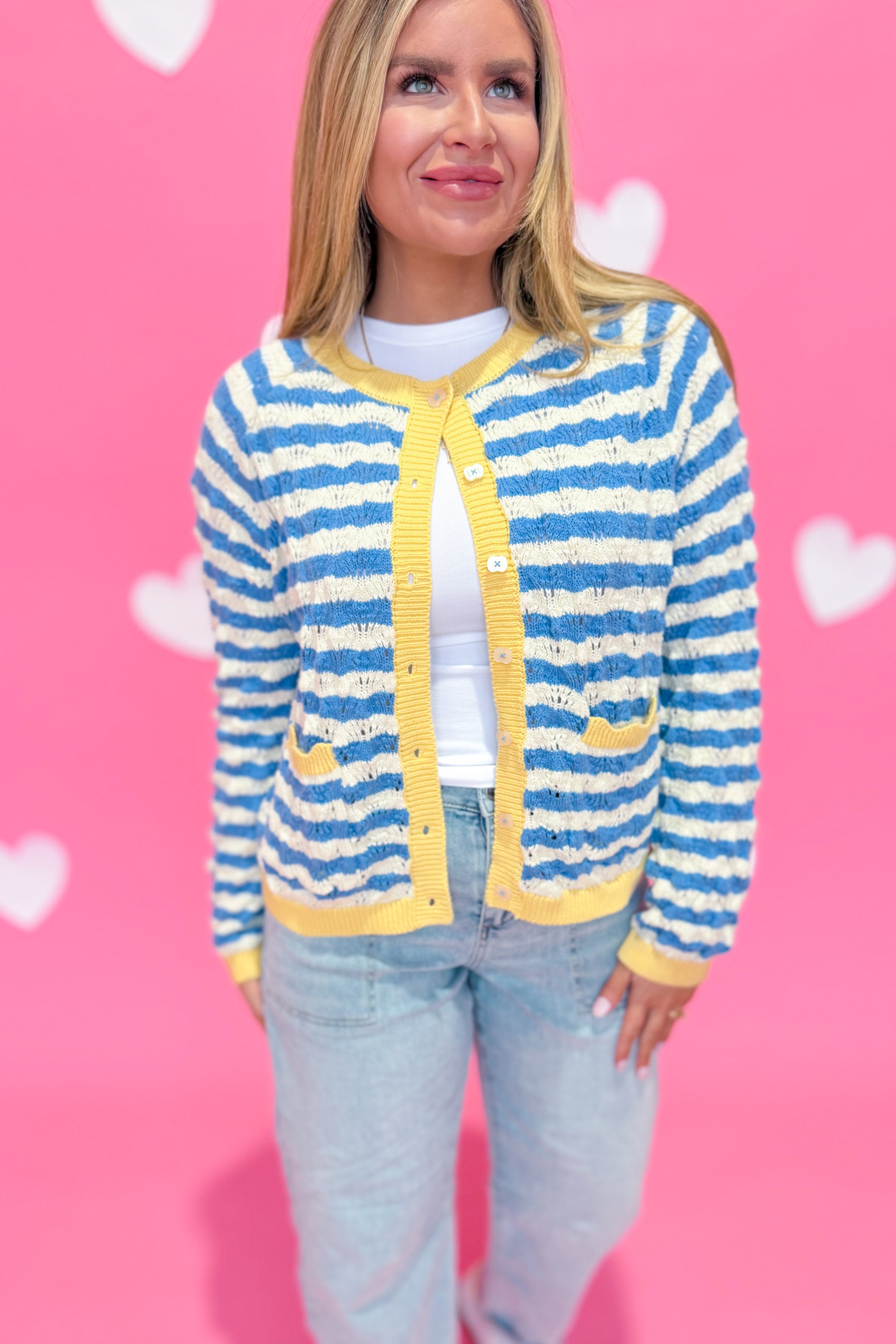 Sadie Striped Button Down Cardigan - Be You Boutique