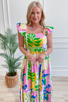 Lauren Abstract Printed Flutter Sleeve Dress - Be You Boutique