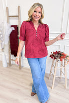 Lacy Embroidered Applique Accented Top - Be You Boutique