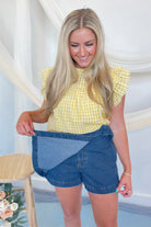 Nikki Buckle Strap Denim Skort - Be You Boutique