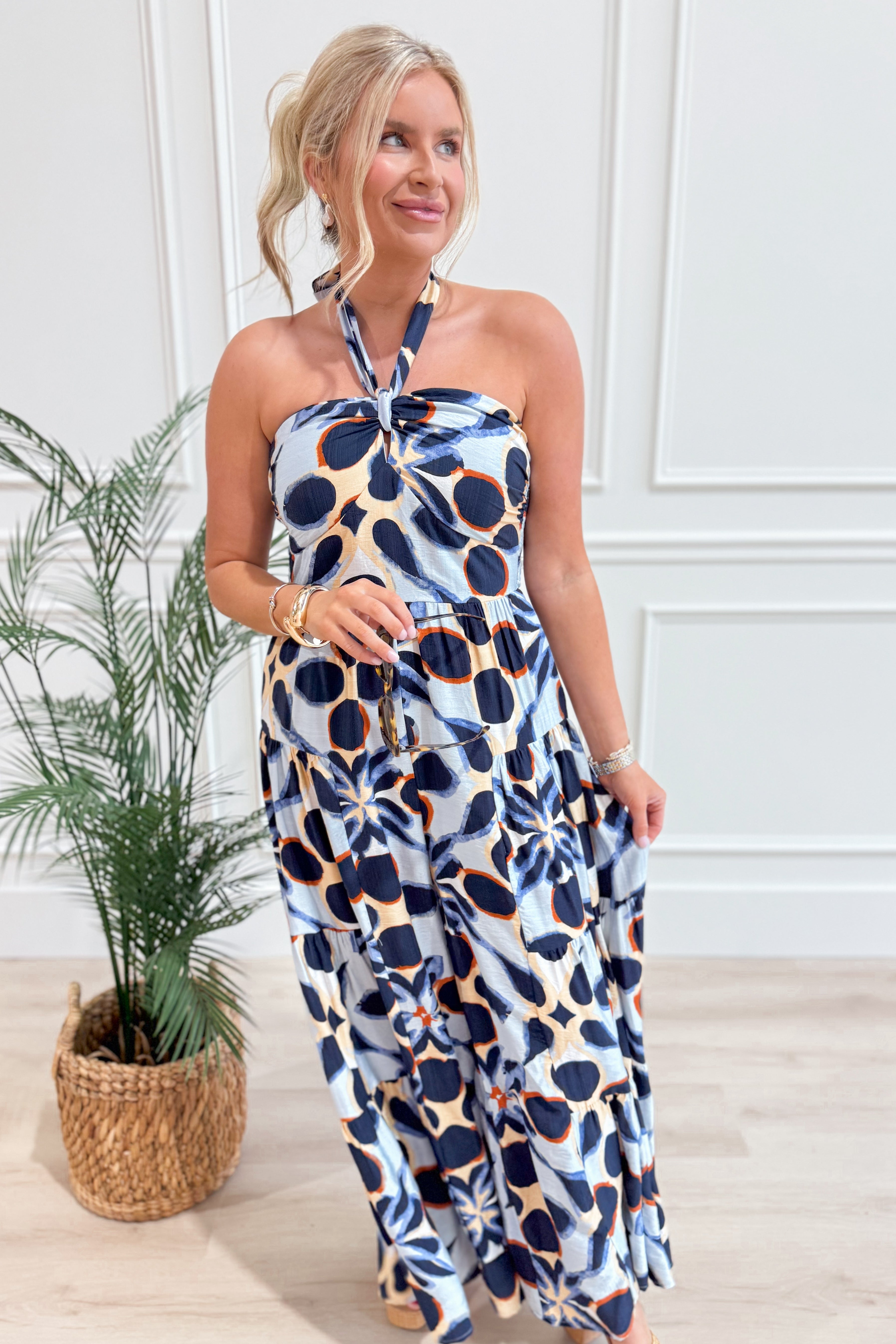 Cory Tie Neck Halter Jumpsuit - Be You Boutique