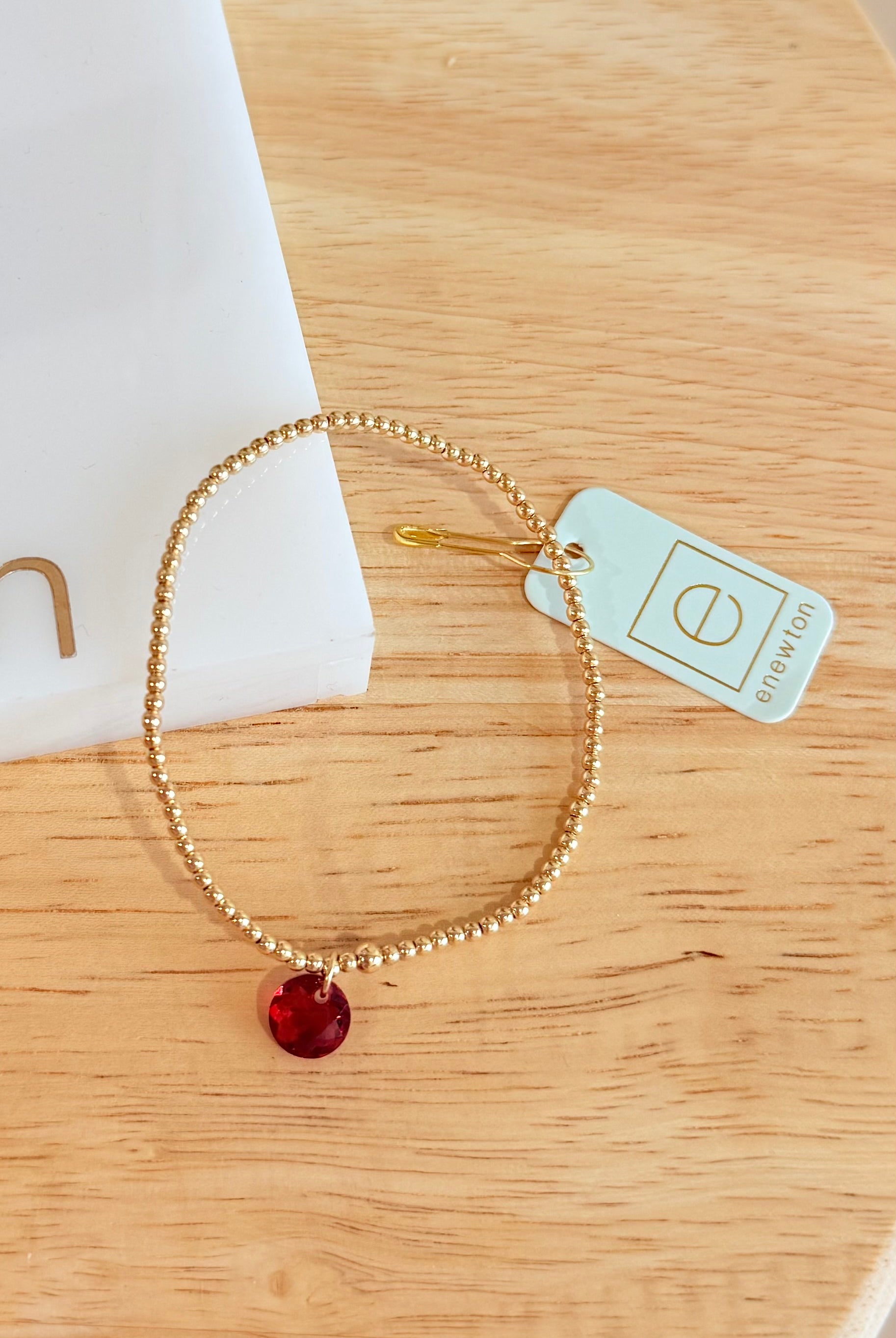 Enewton 2mm classic birthstone bracelet featuring colorful gemstones on a delicate silver chain.