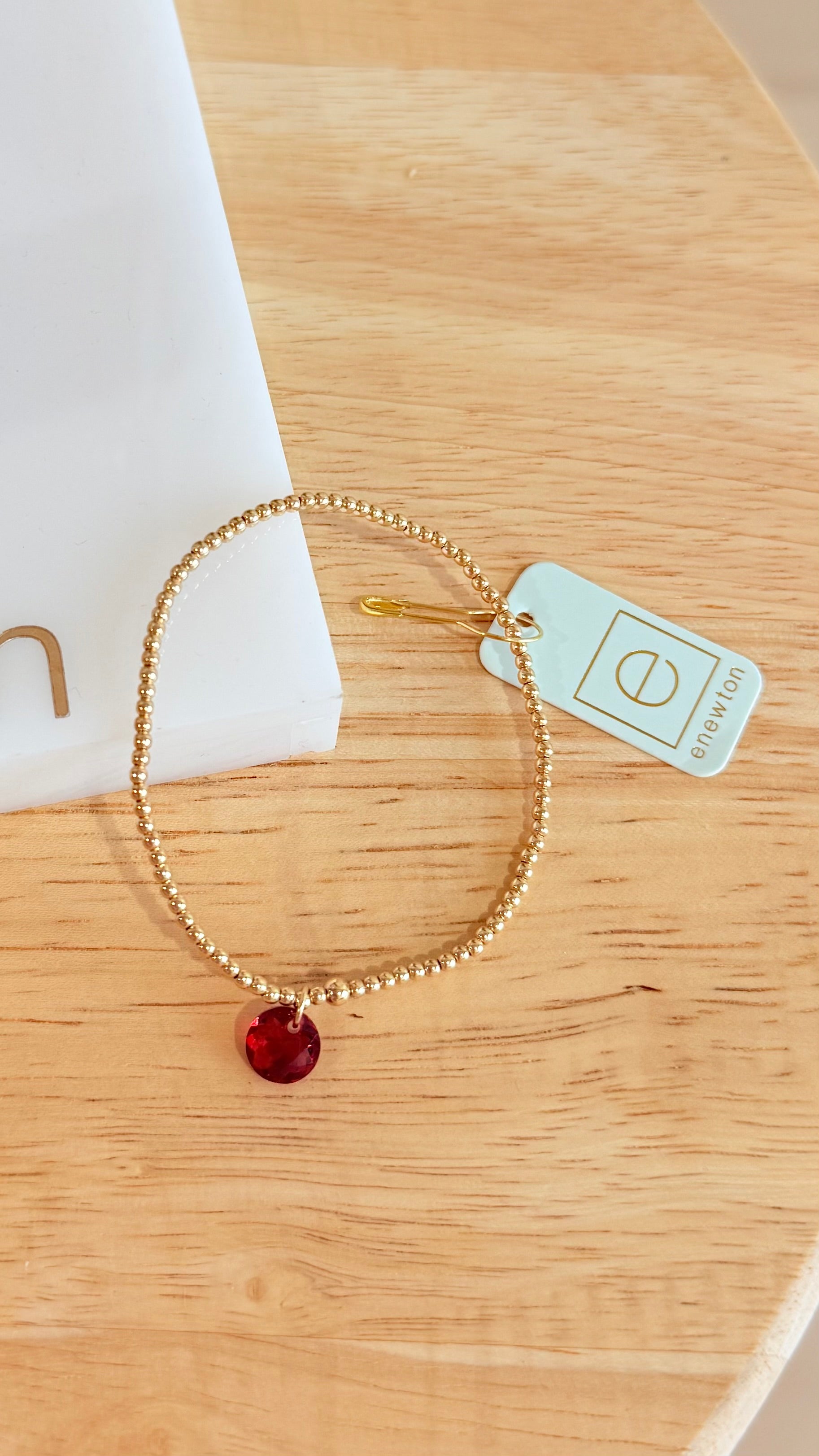 Enewton 2mm classic birthstone bracelet featuring colorful gemstones on a delicate silver chain.