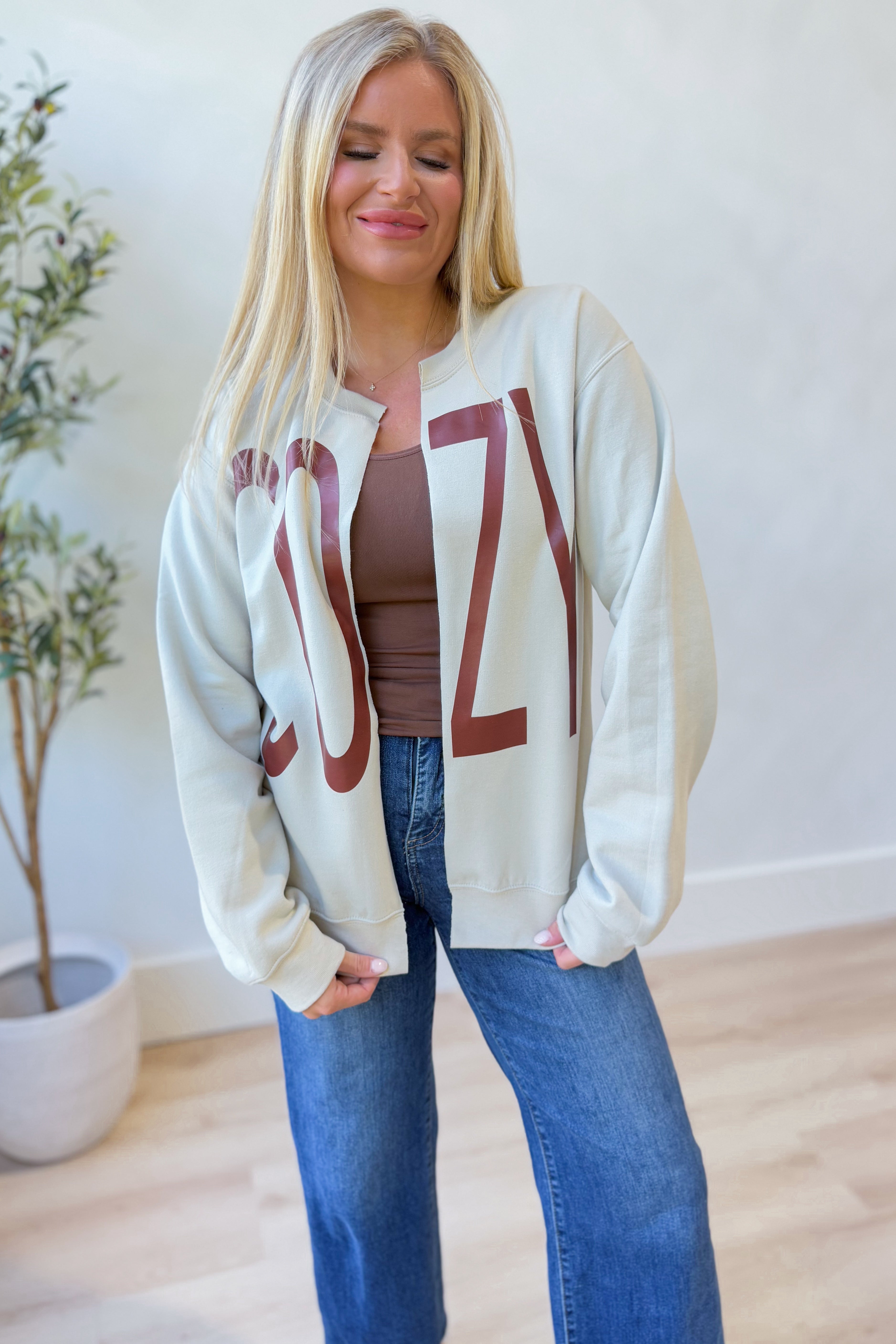 Cozy Season Split Sweatshirt Top - Be You Boutique