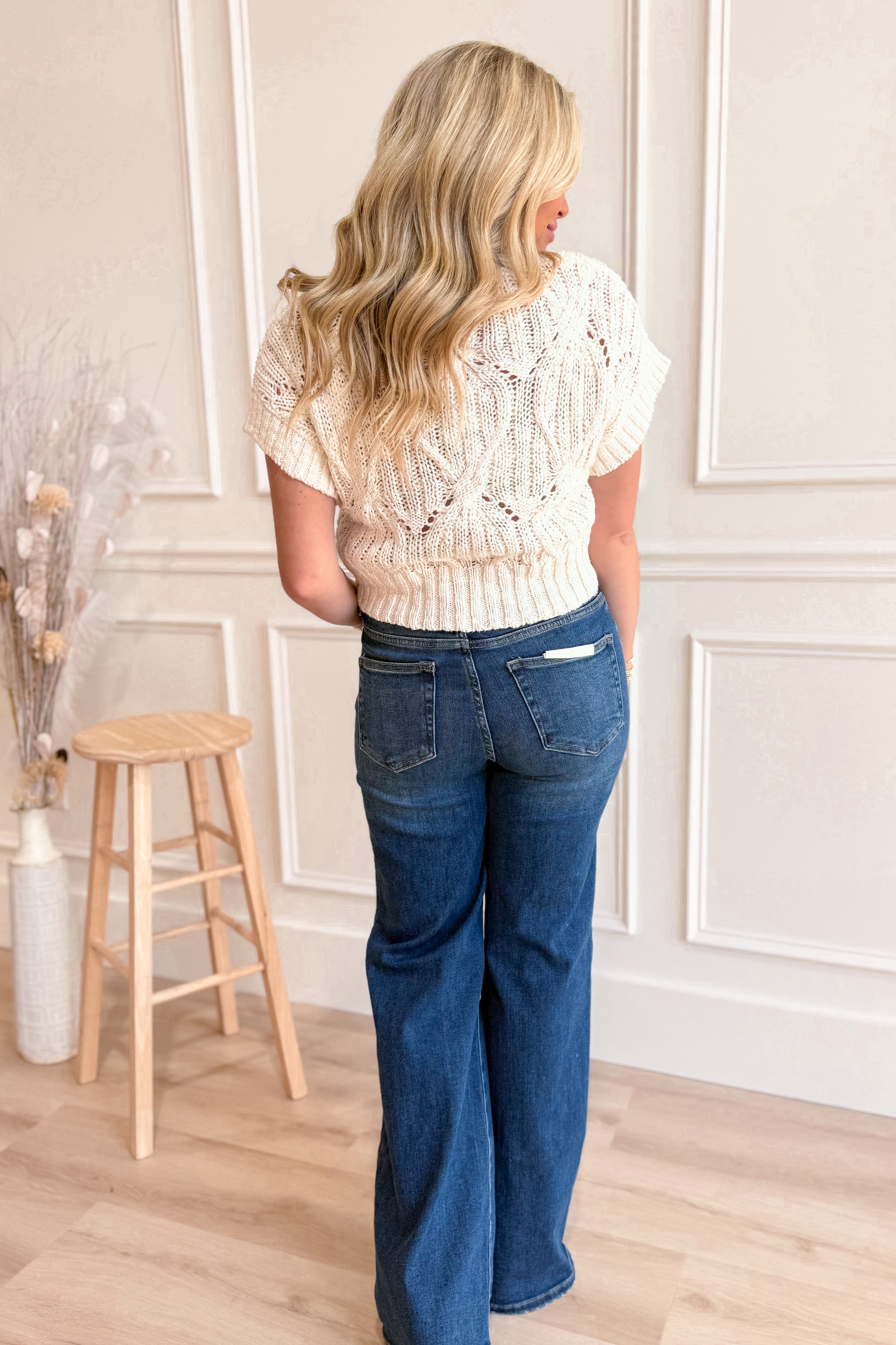 Layla Cable Knit Short Sleeve Sweater - Be You Boutique
