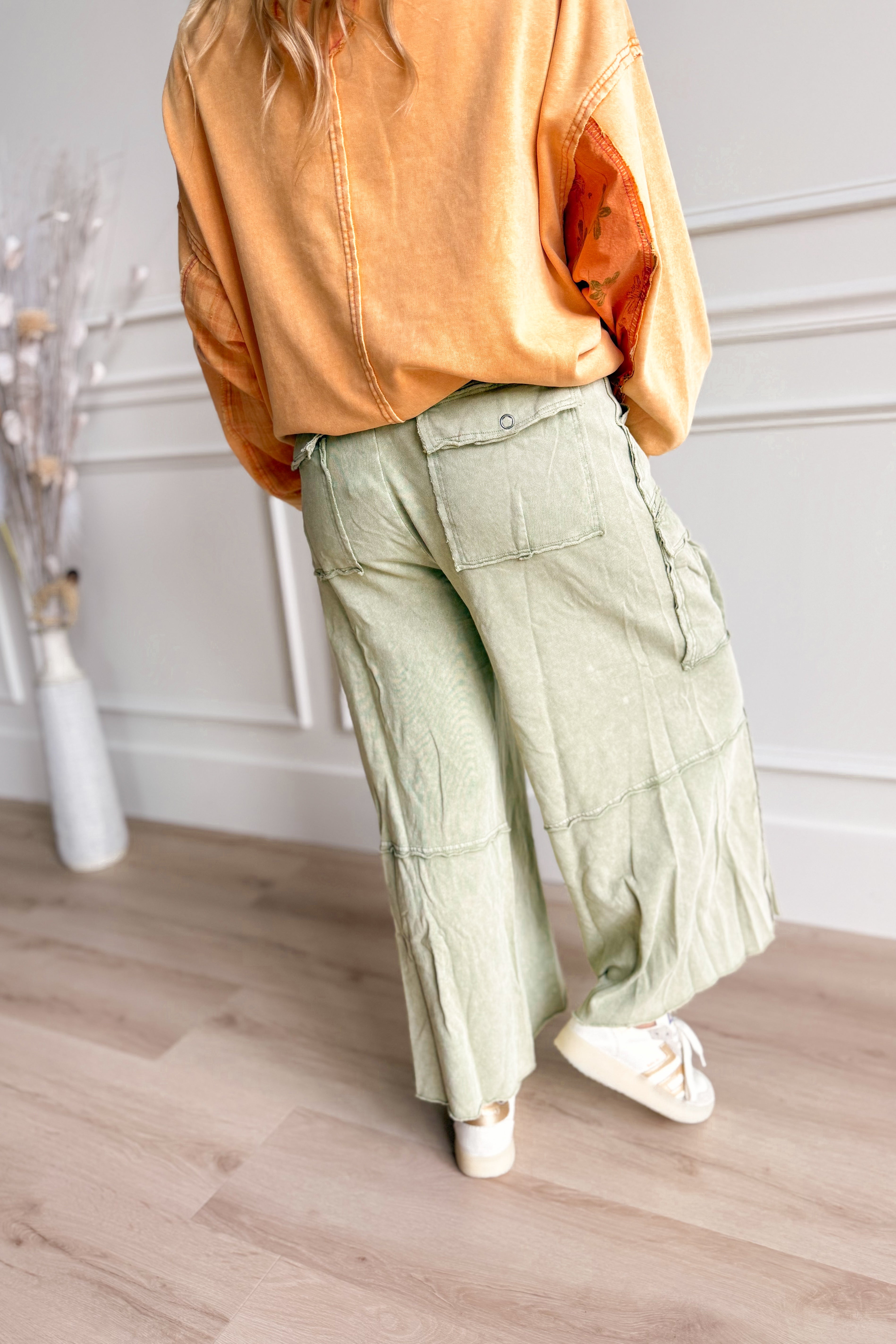 Mateo Mineral Washed Wide Leg Cargo Pants - Be You Boutique