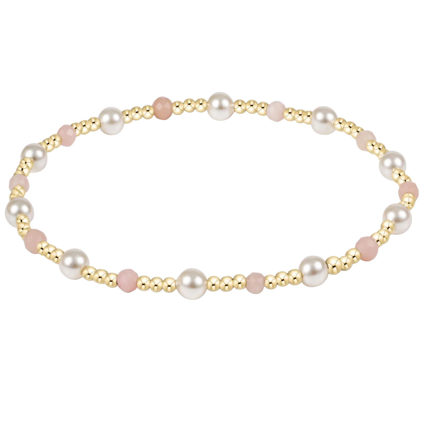 Enewton pink opal 4mm pearl sincerity bracelet with pink gemstone beads on a delicate jewelry strand.