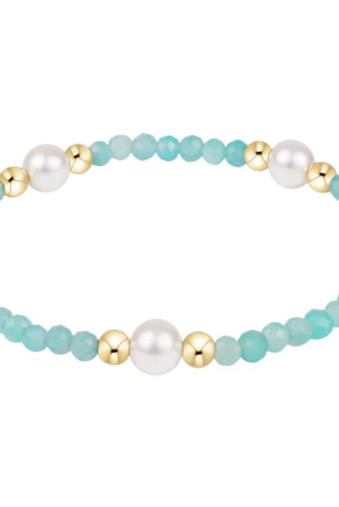 Enewton 6mm Amazonite pearl gold bracelet featuring amazonite beads and gold accents, elegant jewelry accessory.