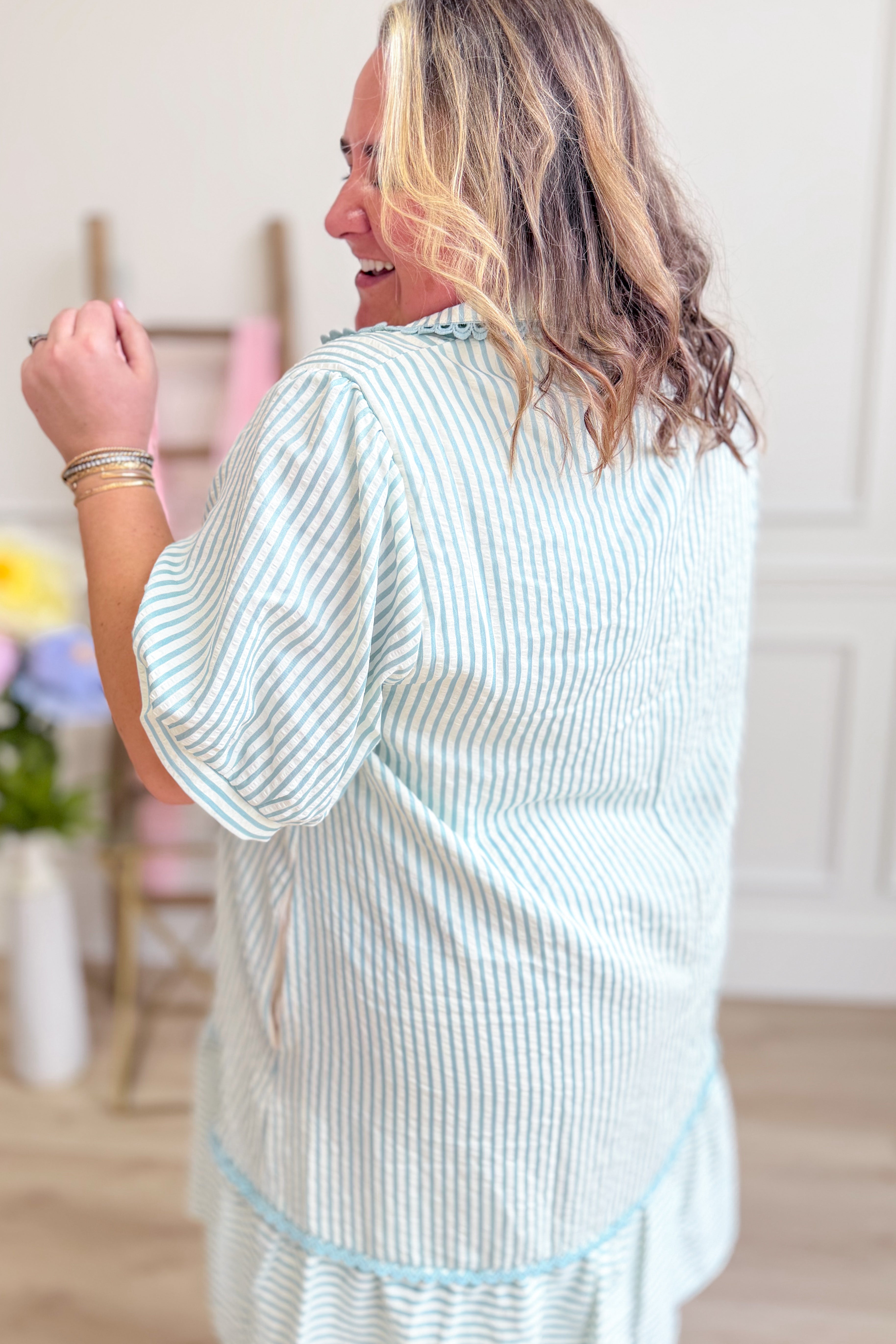 Bunny Striped Contrasted Trim Dress - Be You Boutique