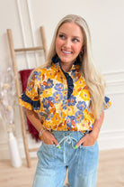 Kennedy Floral Print Ruffle Trim Top - Be You Boutique