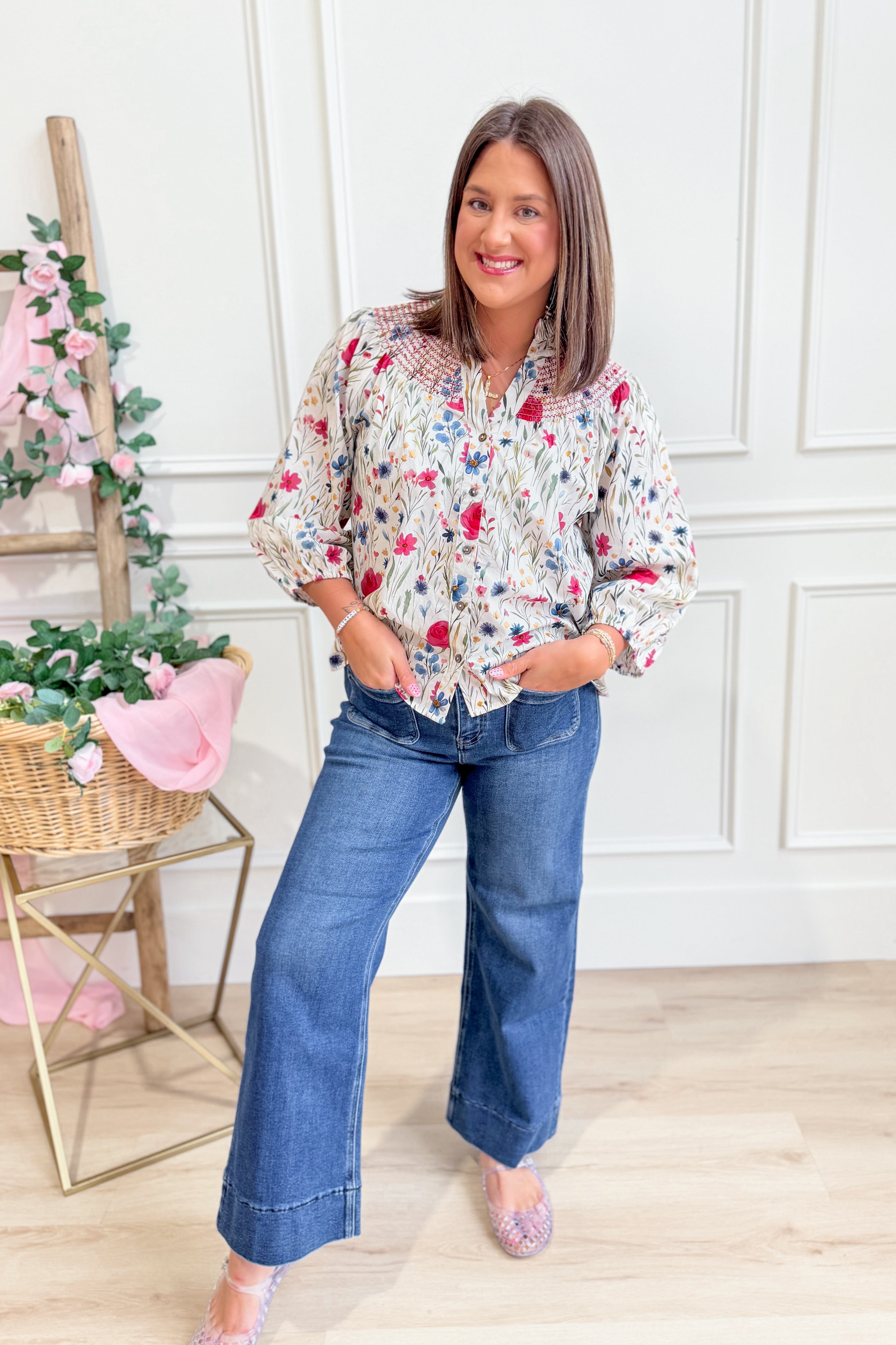 Carson Floral Charming Long Sleeve Top - Be You Boutique