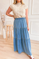 Rebecca Tiered Denim Long Skirt - Be You Boutique