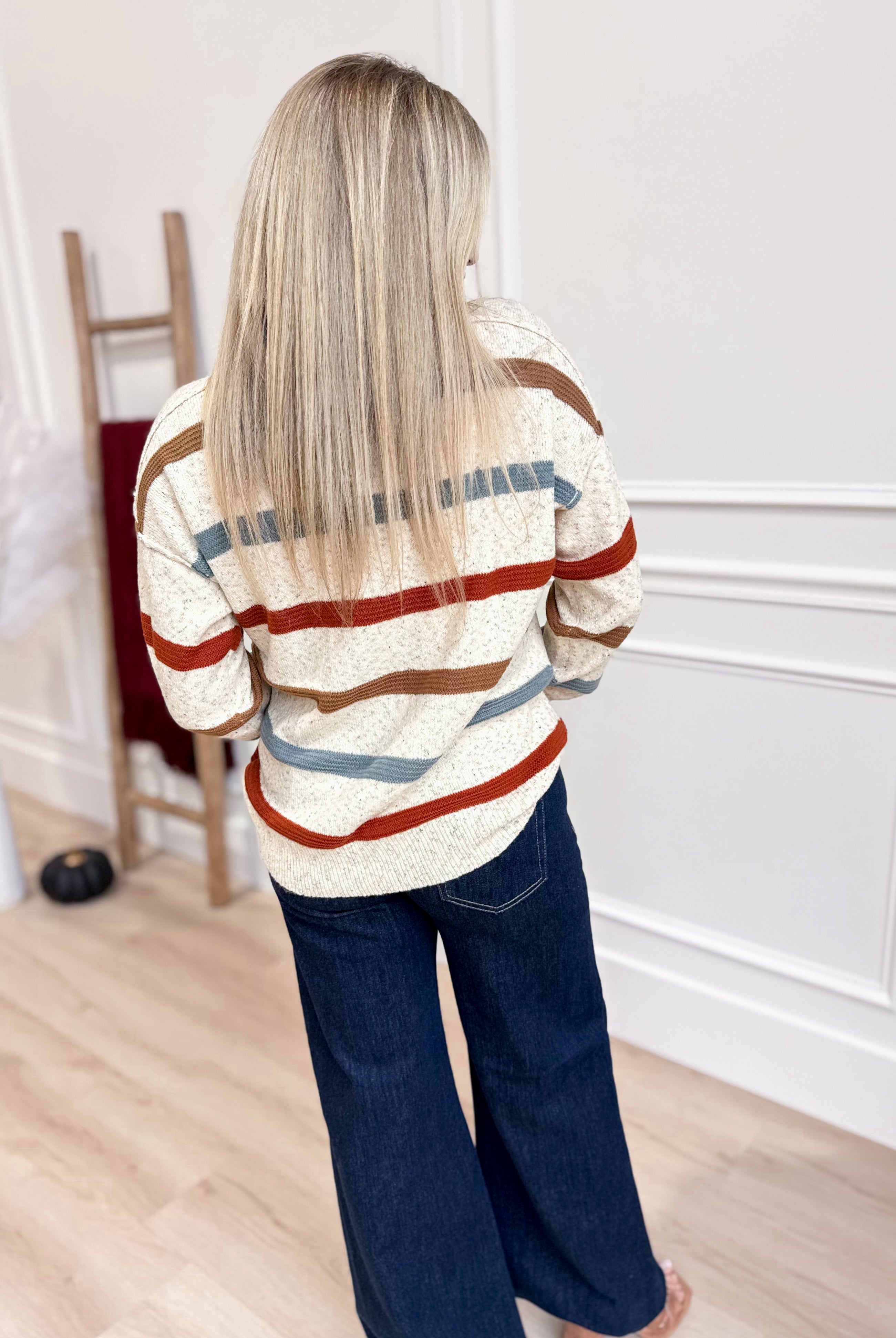 Sabrina Striped Drop Shoulder Long Sleeve - Be You Boutique