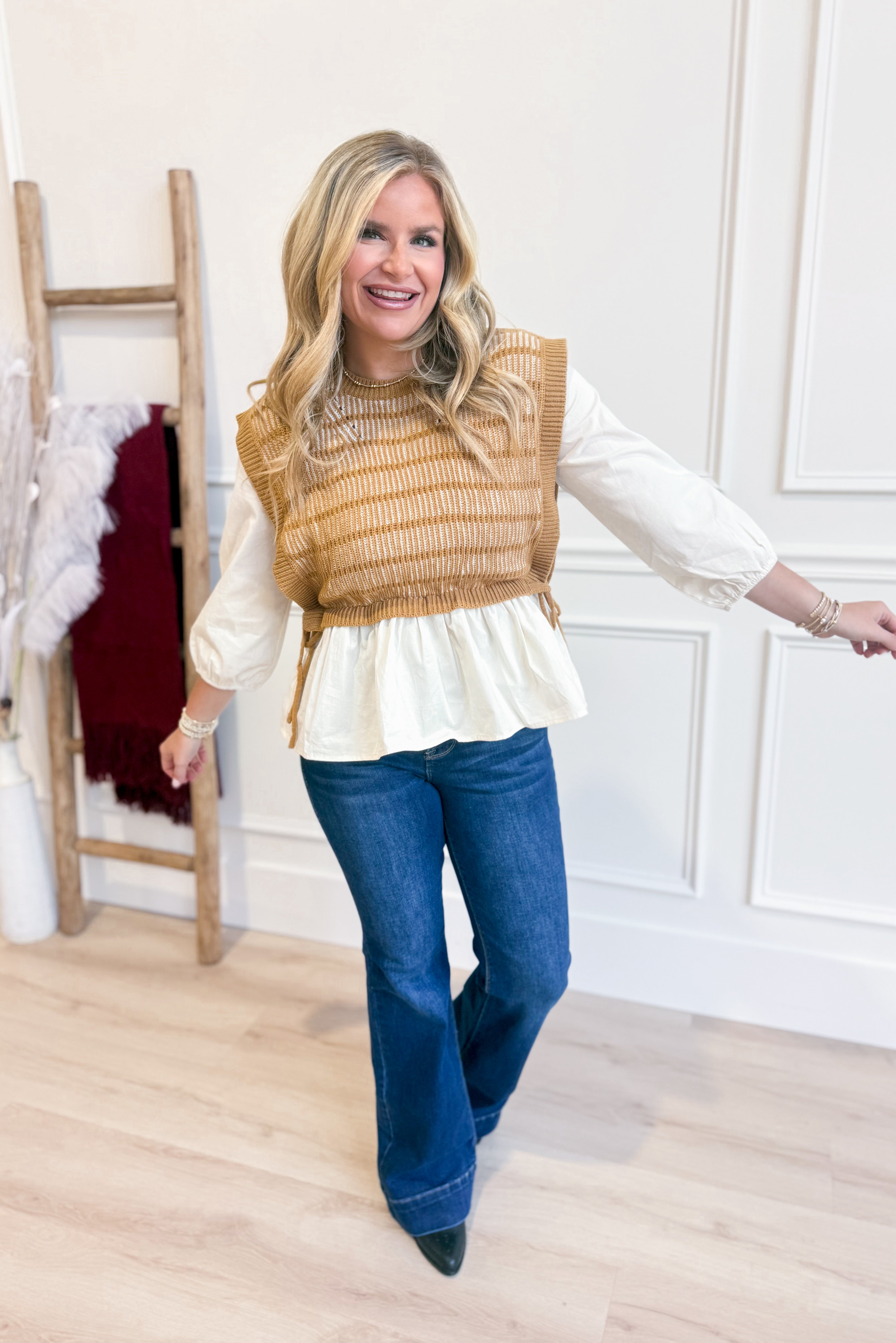Francine Sweater Peplum Long Sleeve Top - Be You Boutique
